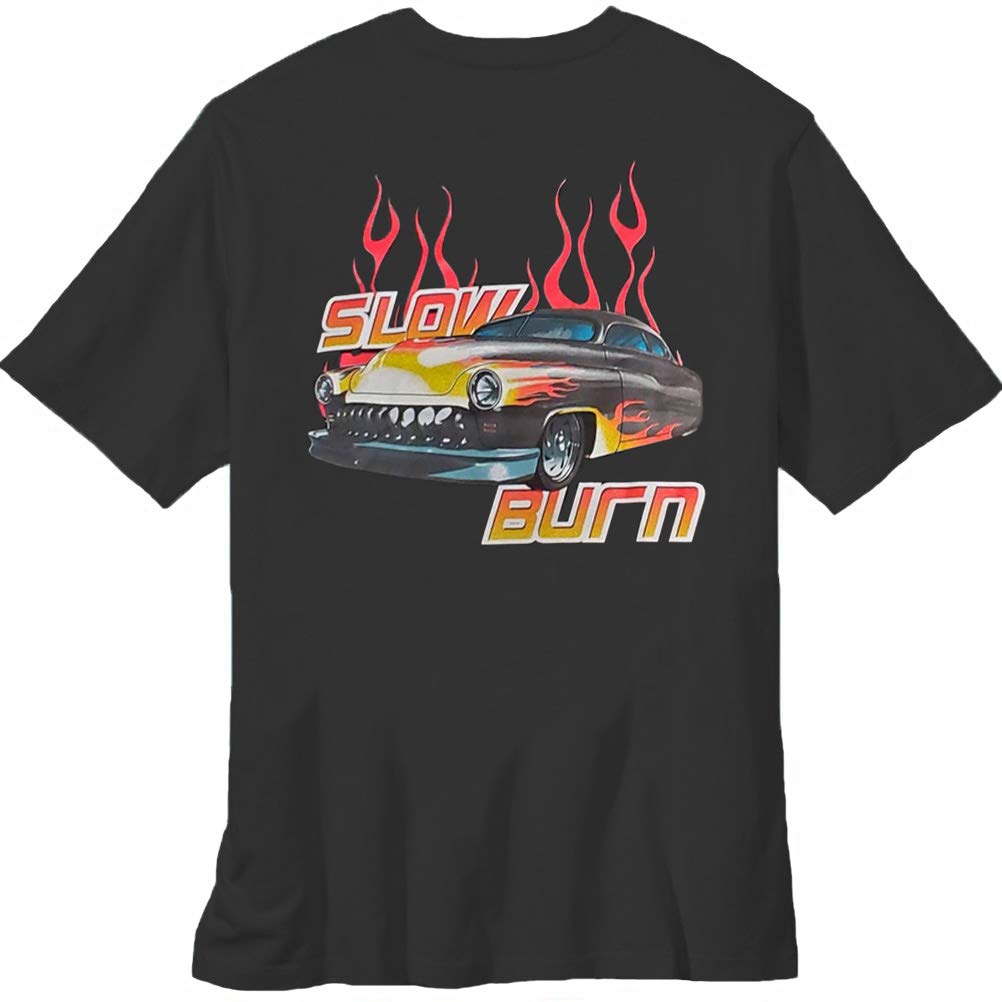 Gio Enterprises Men's Short Sleeve Graphic T-Shirt - Slow Burn Car Design - Large Size Black Cotton Tee for Casual Wear, Car Enthusiasts & Everyday Outfits