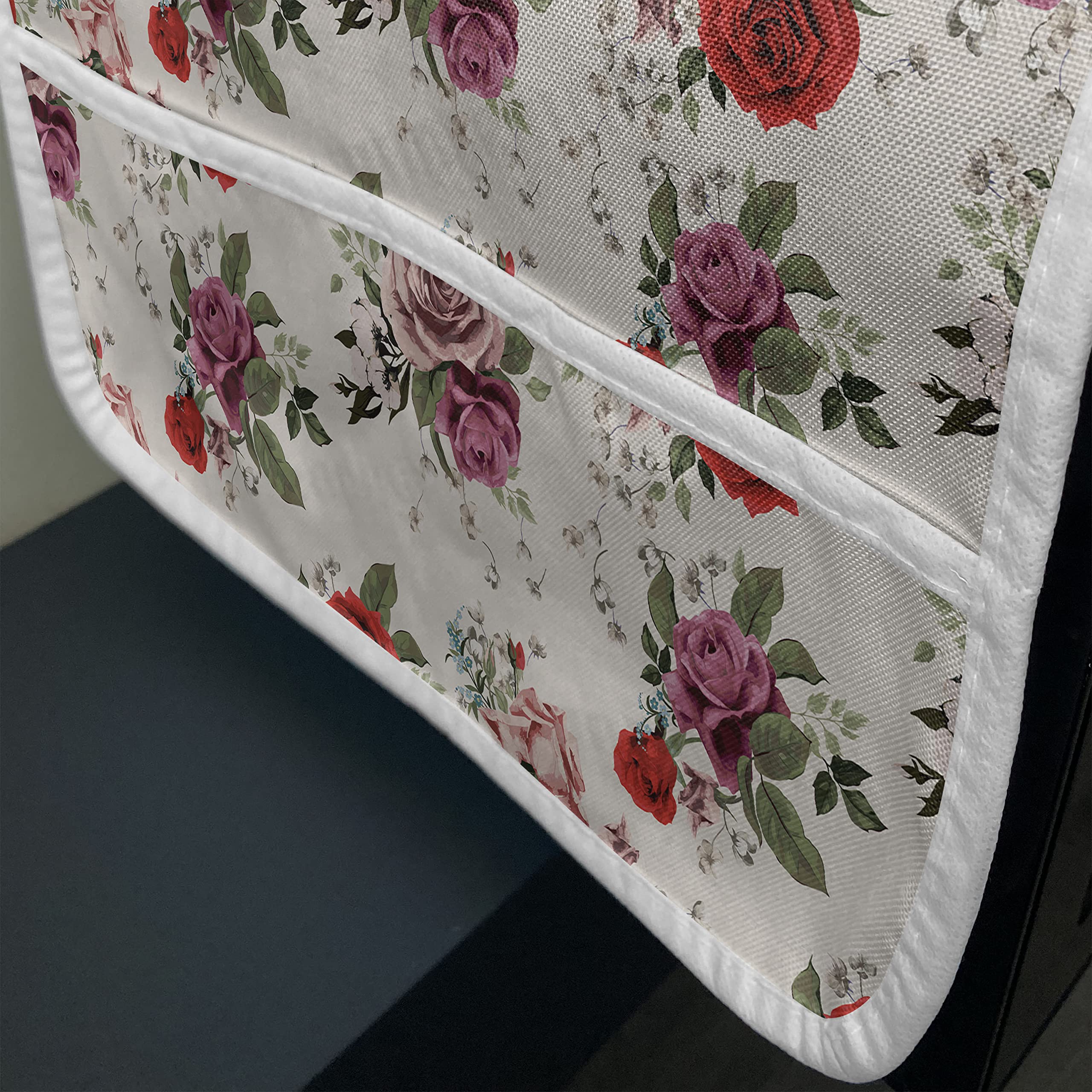 Ambesonne Floral Microwave Cover - Waterproof Kitchen Organizer with Pockets, 36