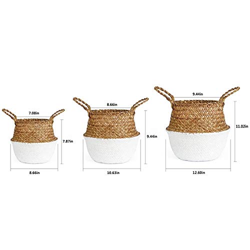Seagrass Storage Basket - 22cm x 20cm Woven Laundry Hamper & Hanging Planter - Natural Brown Wicker Organizer for Toys, Flowers & Home Decor | Perfect for Nursery, Bathroom & Closet Organization