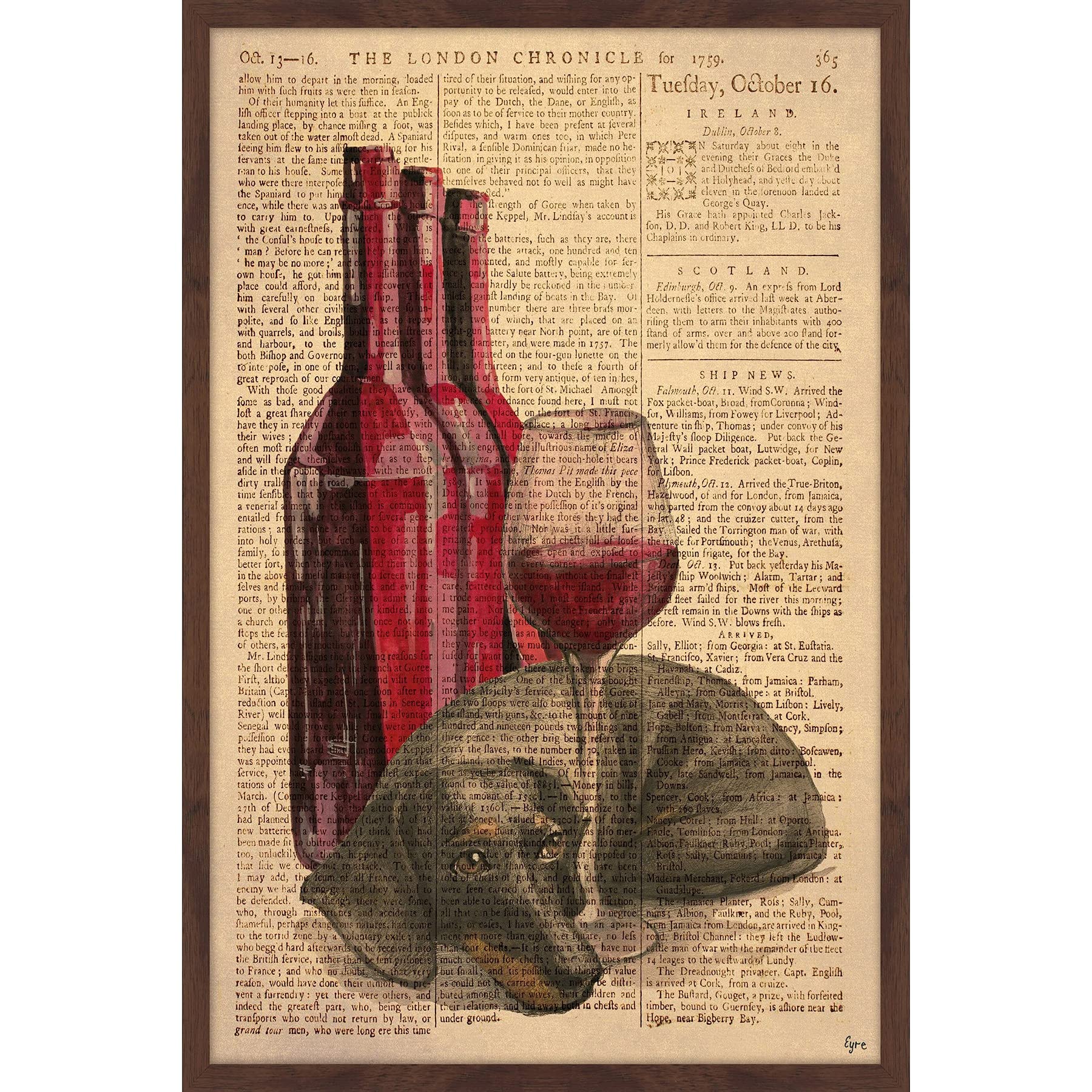 Handmade Wiener Dog Wine II Framed Print - 12