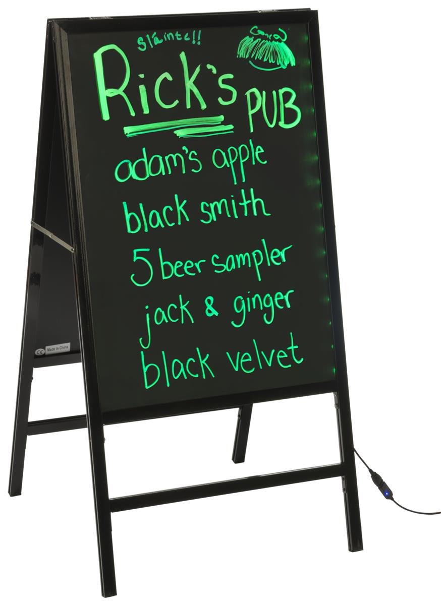Displays2go Double-Sided A-Frame Chalkboard Sign - Black Aluminum Sidewalk Menu Board (BFTAF4021B) | Perfect for Restaurants, Cafés & Retail Stores Outdoor Advertising