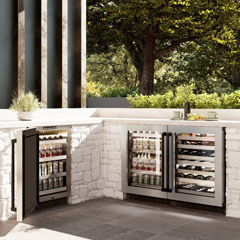 ZLINE Autograph Edition 24 Inch Dual Zone 44 Bottle Wine Cooler Refrigerator - Stainless Steel Glass Door & Matte Black Handle - Perfect for Home Bars, Wine Cellars, and Entertaining Spaces (RWDOZ SN 24 MB)