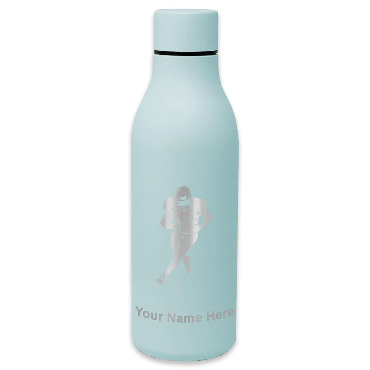 LaserGram 20oz Double Wall Insulated Stainless Steel Water Bottle - Personalized Engraved Football Player Gift - Perfect for Sports, Gym & Outdoor Activities