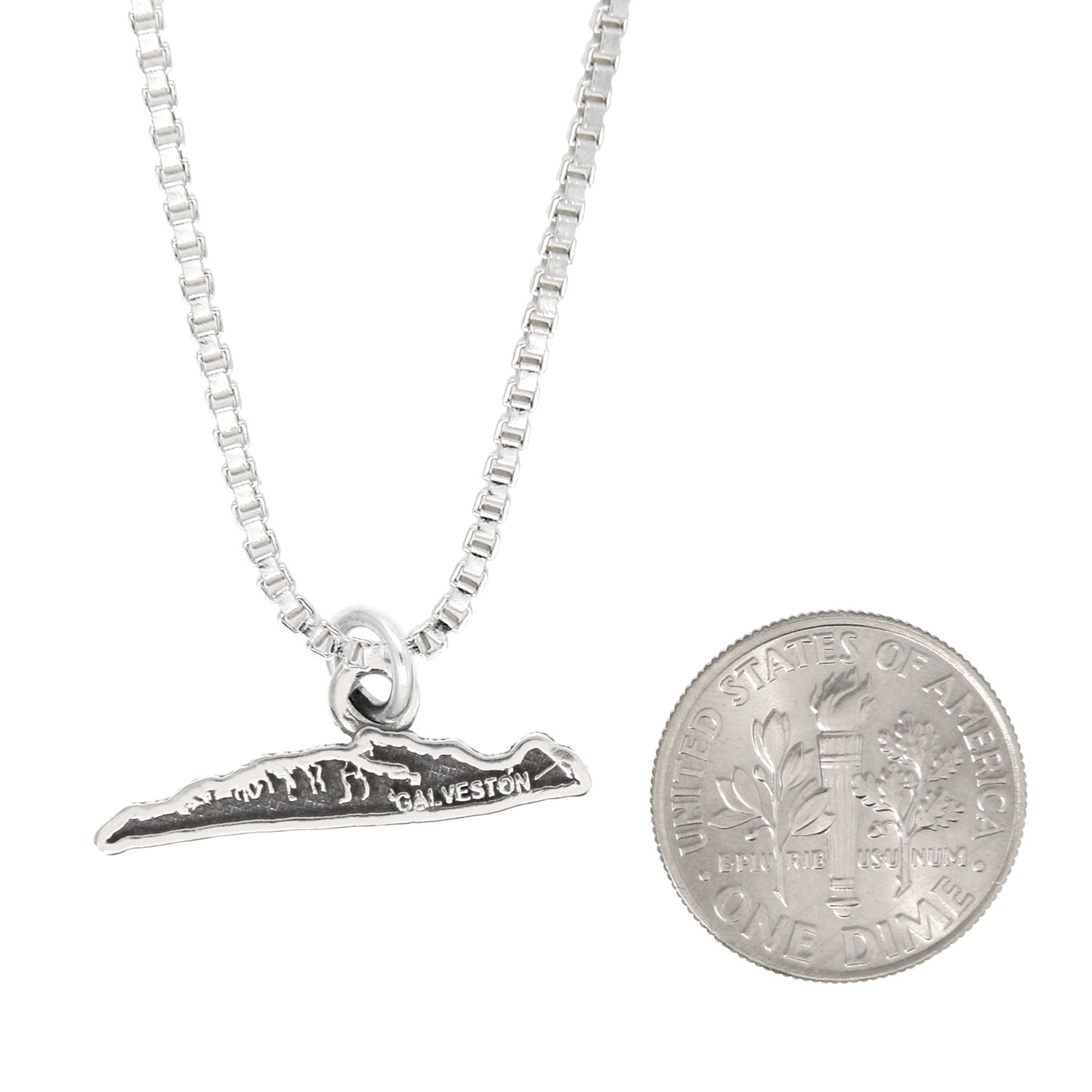 Sterling Silver Texas Charm Necklace - Galveston Island Style for Travelers