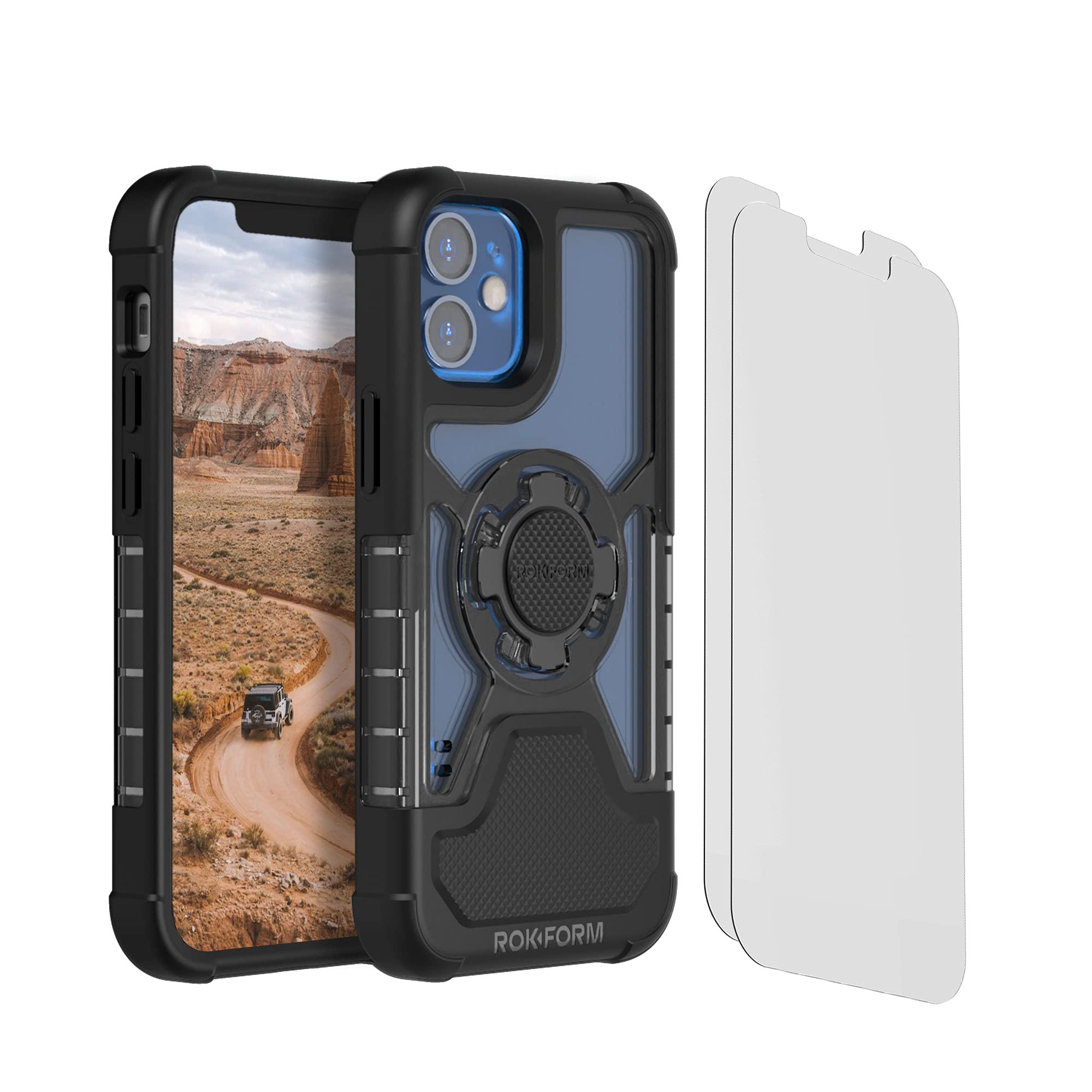 Rokform iPhone 12 Mini Case with Screen Protectors - Clear Crystal Protection for Outdoor & Travel