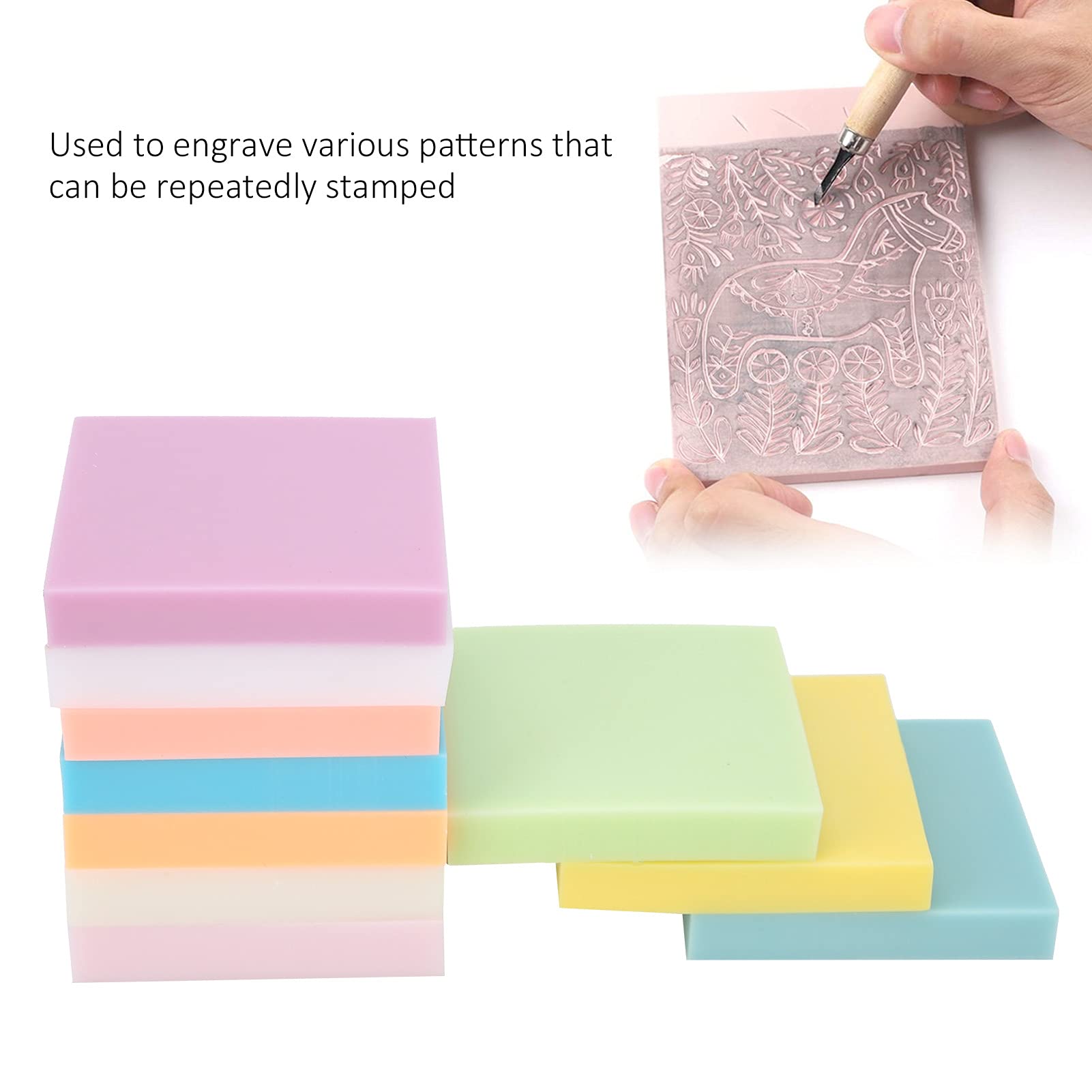 Mixed Carve Block Printing Kit - Linoleum & Rubber Stamp Carving Blocks for DIY Printmaking, Handmade Stamps & Craft Projects - Perfect for Artists, Scrapbooking & Home Decor