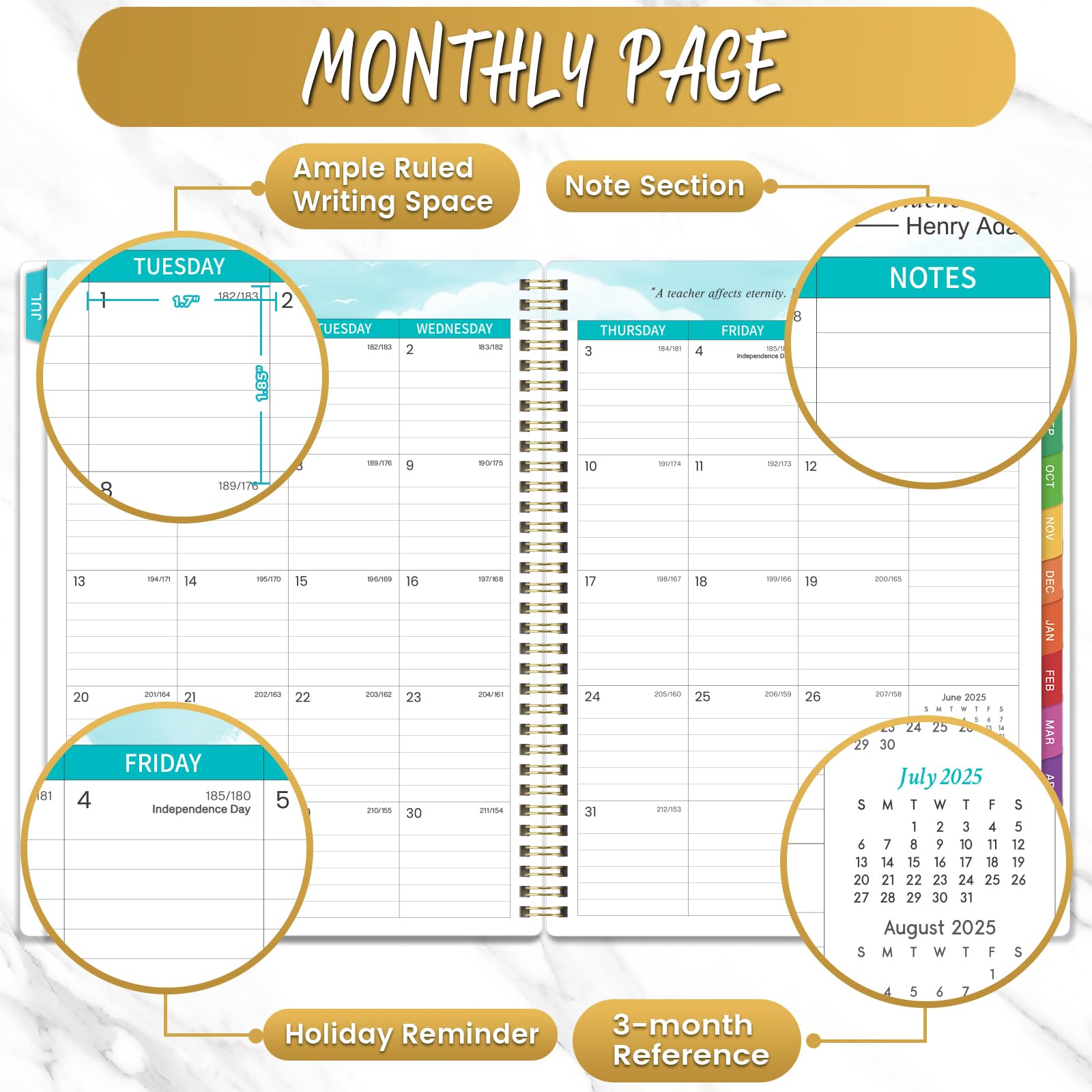 2025-2026 Teacher Planner - Weekly & Monthly Lesson Organizer, Academic Year July 2025 to June 2026, 8x10 Inch Twin-Wire Bound Planner for Educators - Classic Black | Perfect for Classroom Planning, Homeschooling & Teacher Gifts