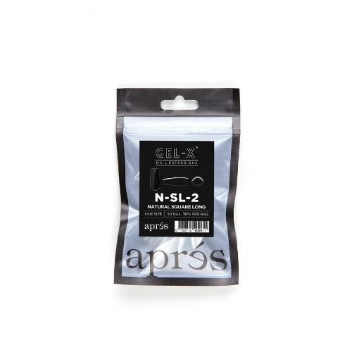 Apres Gel X Refill Tips - 50pc Natural Long Square Nail Tips for Salon & DIY Manicures - Perfect for Gel Extensions & At-Home Nail Art