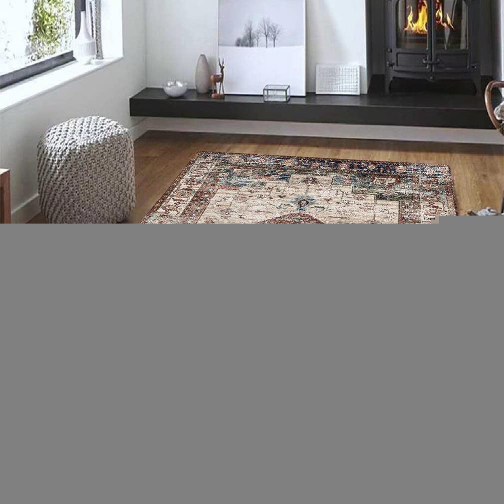 Ultra Soft Cozy Lamb Velvet Persian Area Rug - Luxury Indoor/Outdoor Carpet for Living Room, Bedroom, Bathroom - Bohemian Distressed Runner Rug - Home Décor Door Mat (6.5' x 8.2') - Perfect for Cozy Home Decor, Boho Chic Spaces & High-Traffic Areas