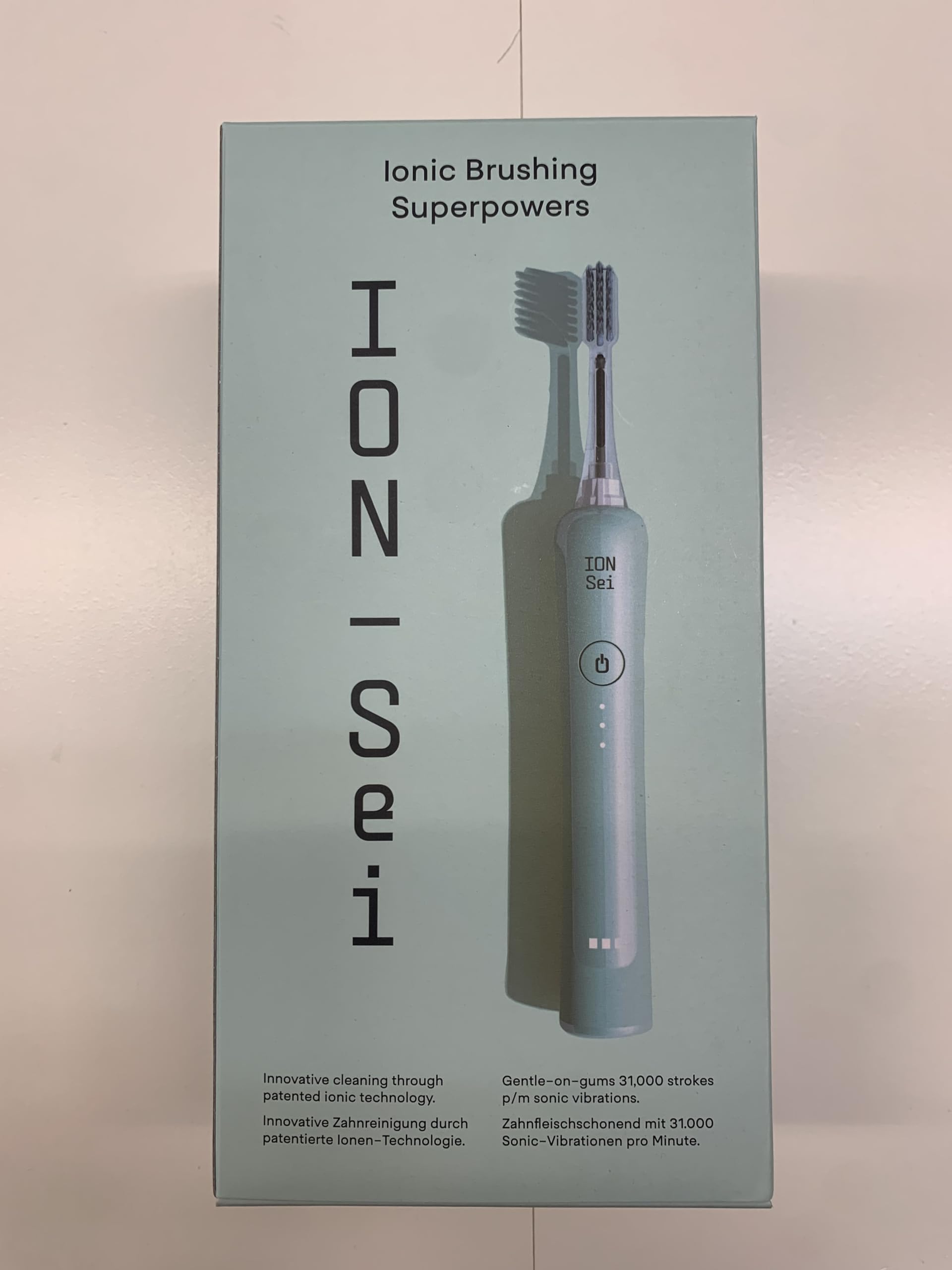 ION-Sei Electric Toothbrush with Patented Ionic Technology from Japan - Lake Blue | Advanced Plaque Removal & Teeth Whitening for a Healthier Smile | Perfect for Travel & Daily Oral Care