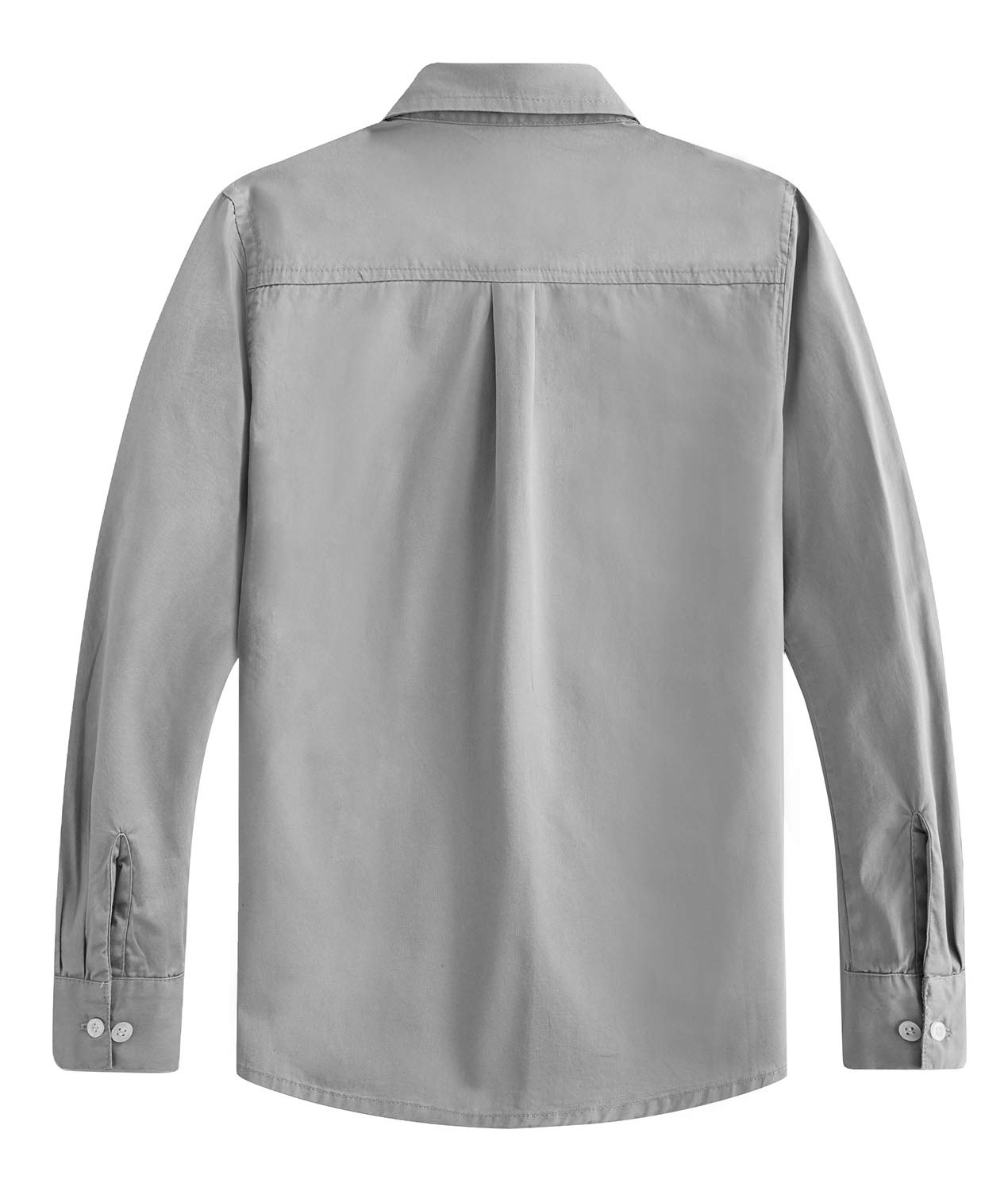 Spring&Gege Boys' Long Sleeve Dress Shirts - Formal Uniform Woven Solid Color Button Down Shirt for School, Church & Special Occasions