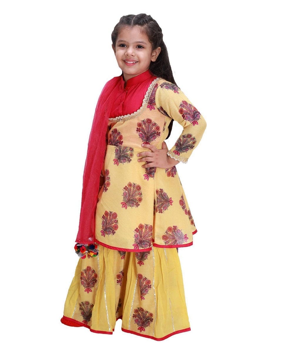 Elegant Floral Sharara with Peplum Top - Women's Pakistani Party Wear for Weddings, Festivals & Special Occasions
