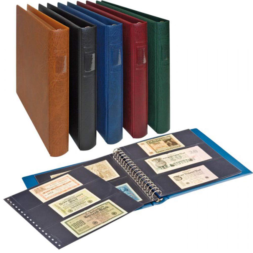 2815-S LINDNER Banknote Album with Black Backing Pages - Premium Currency Collection Binder for Collectors - Perfect for Organizing US Dollars, Euros & World Paper Money