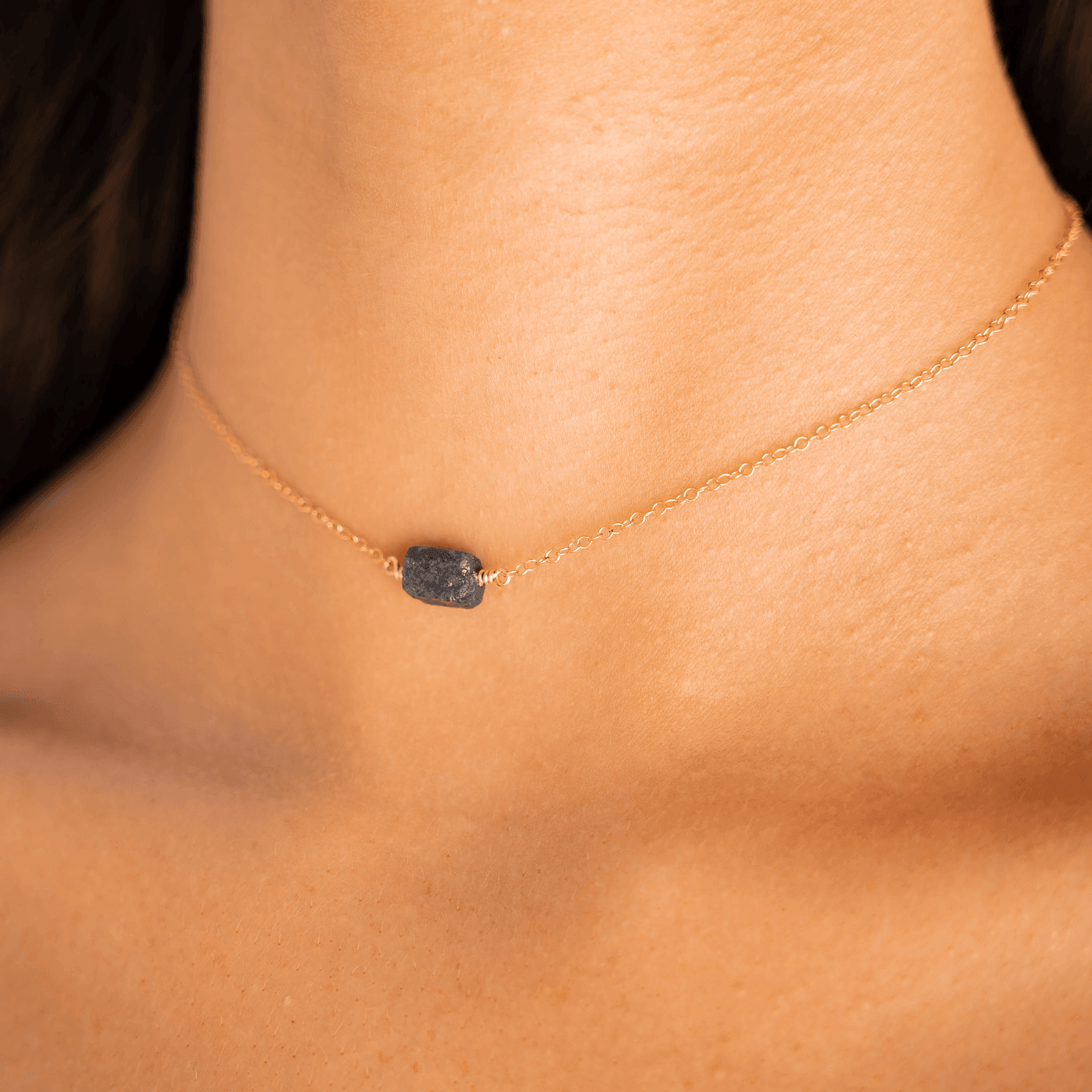 Natural Tiny Raw Sapphire Crystal Nugget Choker Necklace - Dainty Bohemian Jewelry for Women - Perfect for Layering, Everyday Wear & Spiritual Healing