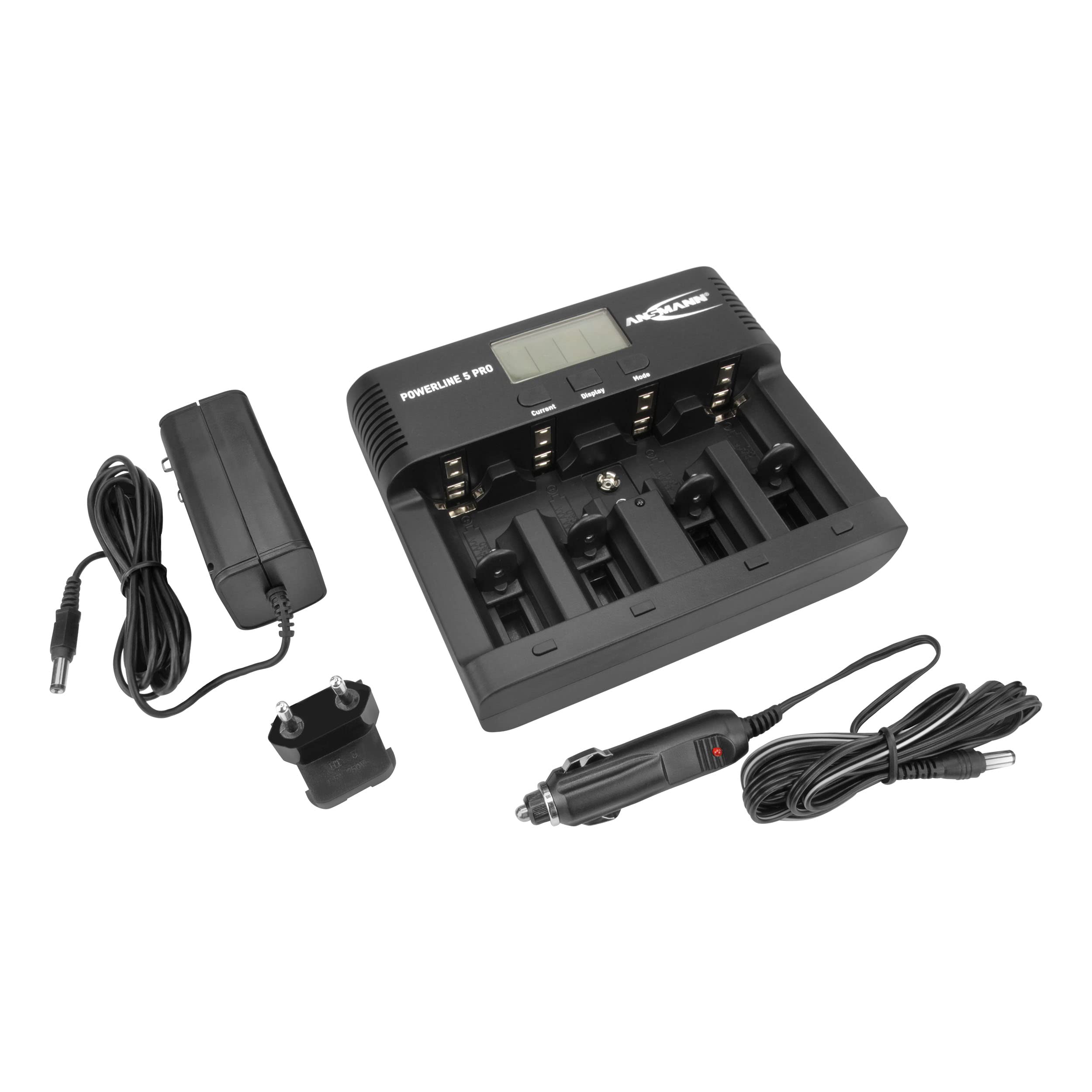 ANSMANN Powerline 5 Pro Smart Battery Charger for AA AAA NiMH NiCd Rechargeable Batteries with LCD Display & Microprocessor Technology - Fast Charging, Overcharge Protection | Perfect for Cameras, Toys, Flashlights & Electronics