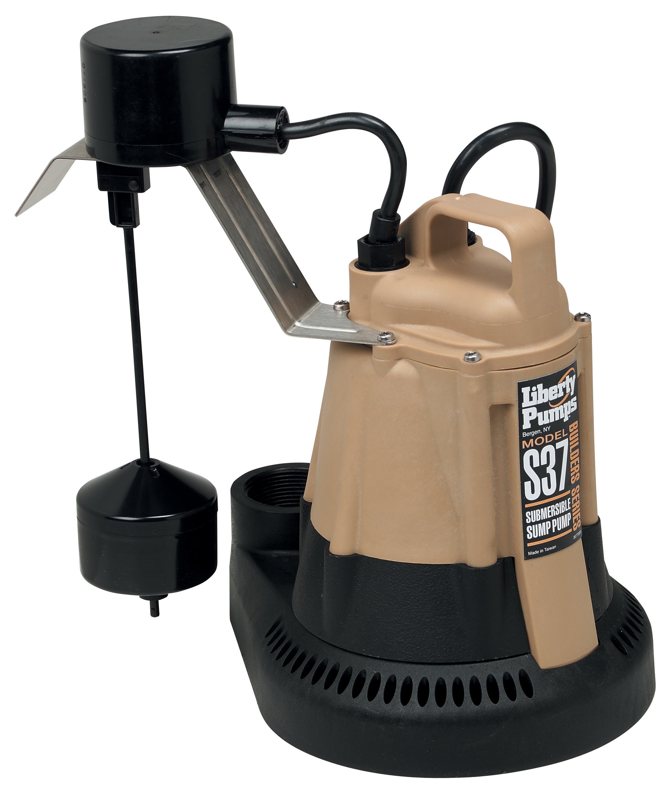 1/3 HP 1 Phase 115V Sump Pump with Vertical Float & 10' Power Cord - S37 Liberty Pumps for Basement Flood Protection & Water Removal