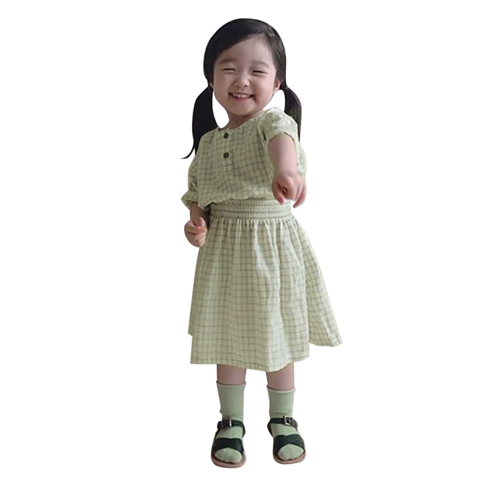 **Baby Girls Cotton Summer Plaid Collar Short Sleeve Princess Dress – Newborn & Infant Outfit for Casual Wear, Parties & Photo Shoots**