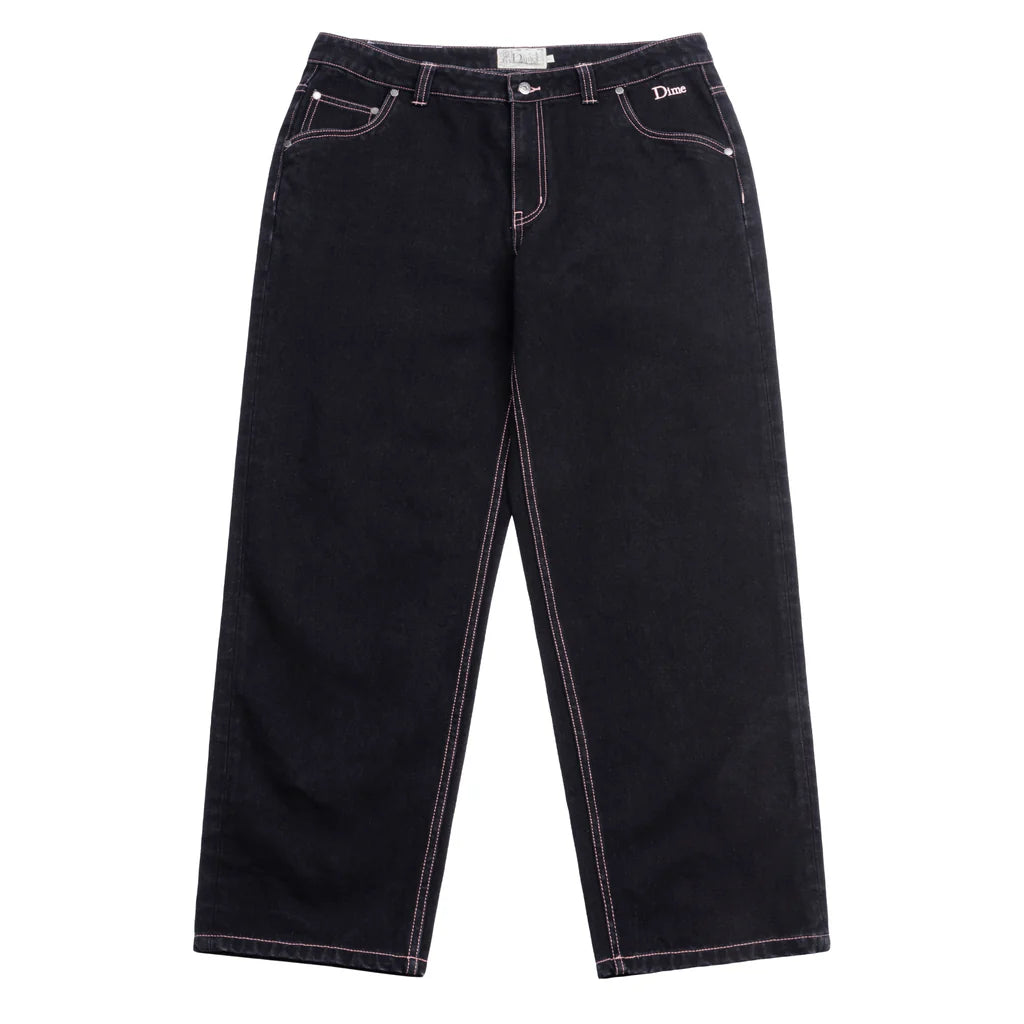Dime Classic Relaxed Fit Denim Jeans for Men - Black with Contrast Stitch | Casual Wear, Street Style & Everyday Comfort