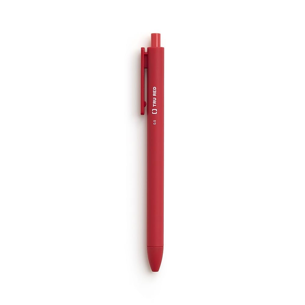 STAPLES TRU RED Retractable Quick Dry Gel Pens - Fine Point 0.5mm (12-Pack) - Perfect for Office Work, Note Taking & School Supplies