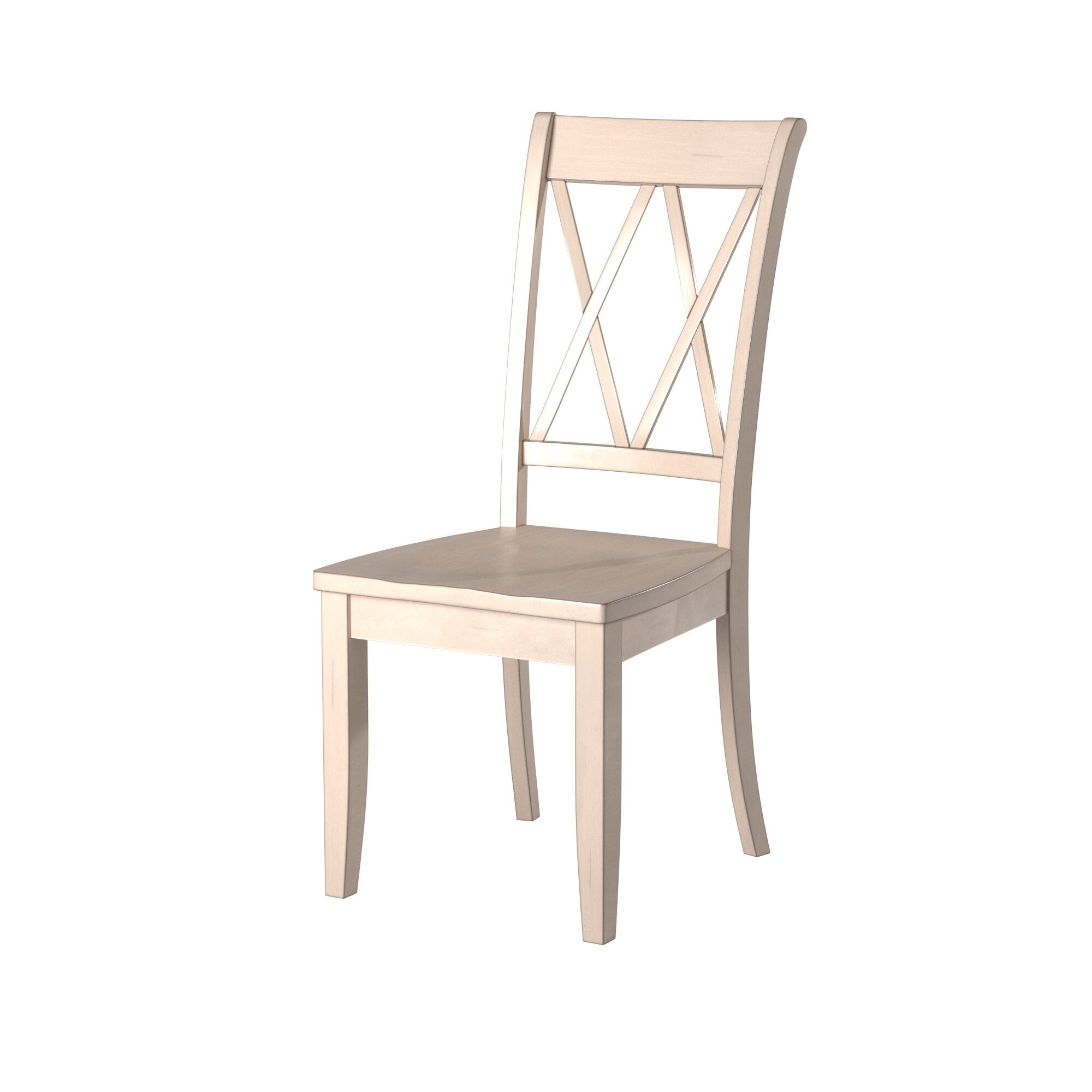 Set of 2 White Casual Dining Chairs - Pine Veneer Transitional Double X Back Design Side Chairs for Kitchen, Dining Room & Home Decor | Comfortable Seating for Family Meals & Entertaining
