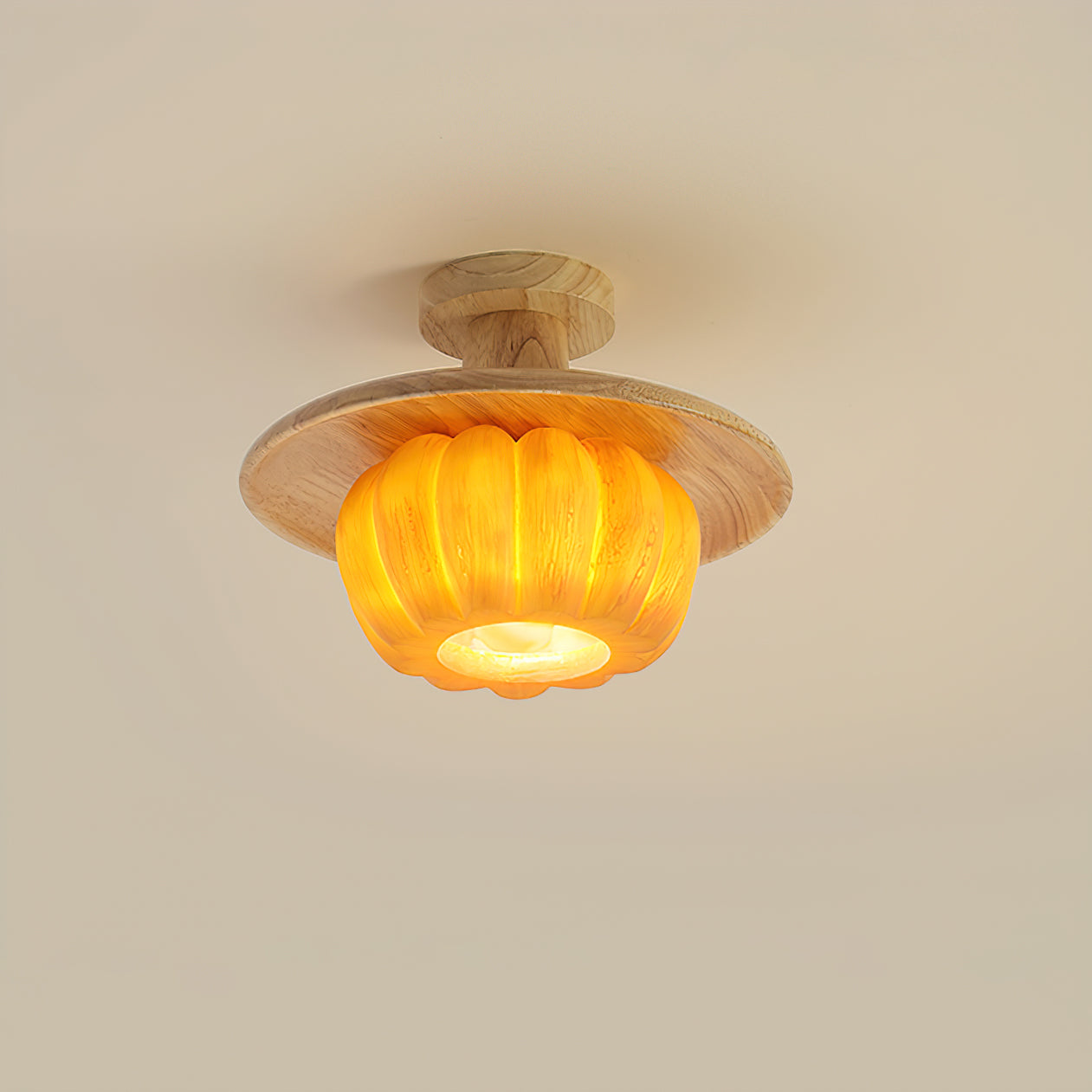 Stylish Modern Pumpkin-Shaped Ceiling Light Fixture - LED Hanging Pendant Lamp for Halloween, Fall Decor, Living Room, Bedroom, Dining Room - Warm White Light for Cozy Home Ambience