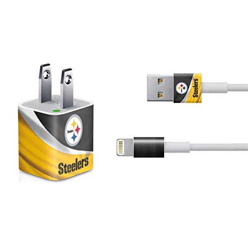 Officially Licensed NFL Pittsburgh Steelers iPhone Charger Skin (5W USB) - Custom Decal Compatible with iPhone Chargers - Perfect for Game Day & Steelers Fans