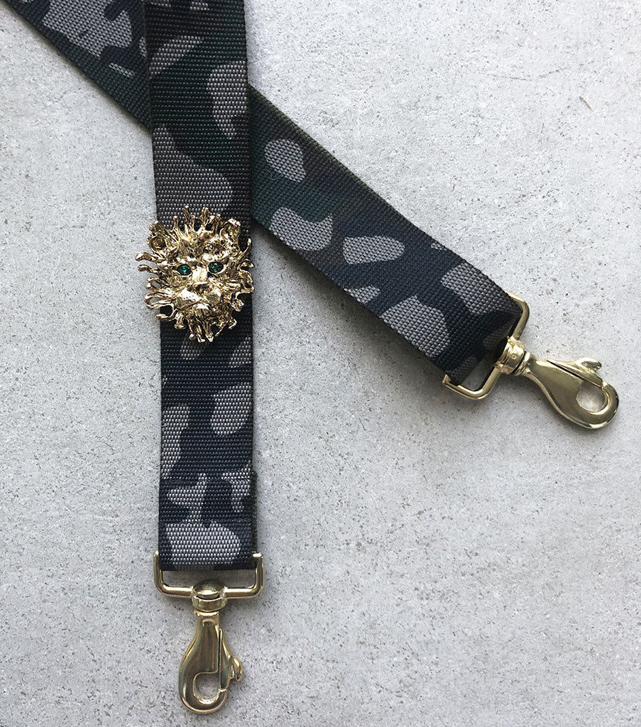 40mm Lion Gold & Green Camo Strap - Durable Nylon Watch Band for Men, Military Style Wristband for Outdoor, Hiking, and Tactical Use