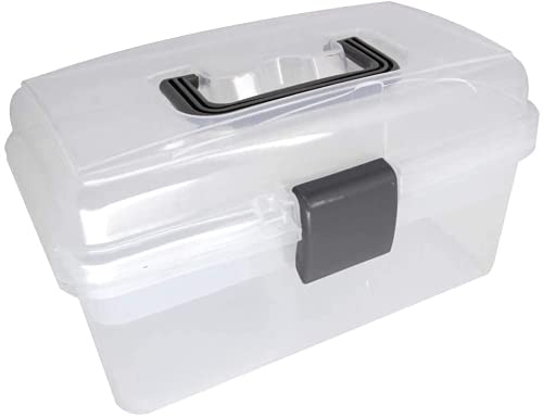 Auniwaig Plastic Tool Box with Removable Tray - 10.2 x 6.5 x 5.5 Inches Translucent Storage Organizer for Tools, Hardware Parts, Toys & Art Supplies - Perfect for Home, Garage, Workshop & DIY Projects
