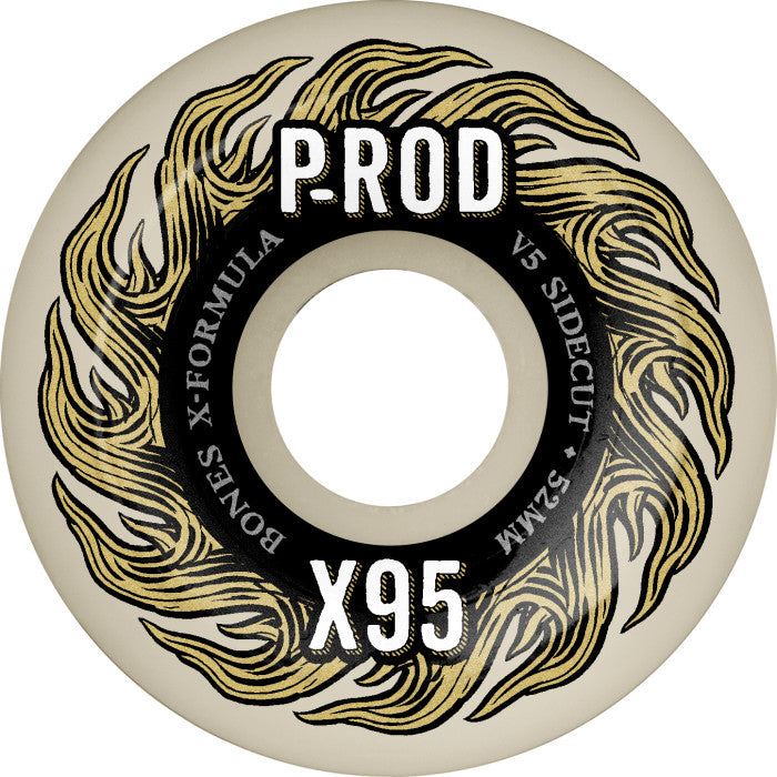 BONES WHEELS X Formula Skateboard Wheels - P Rod Pro 52mm V5 Sidecut 95A (4 Pack) | High-Performance Wheels for Street Skating, Park Riding & Smooth Cruising