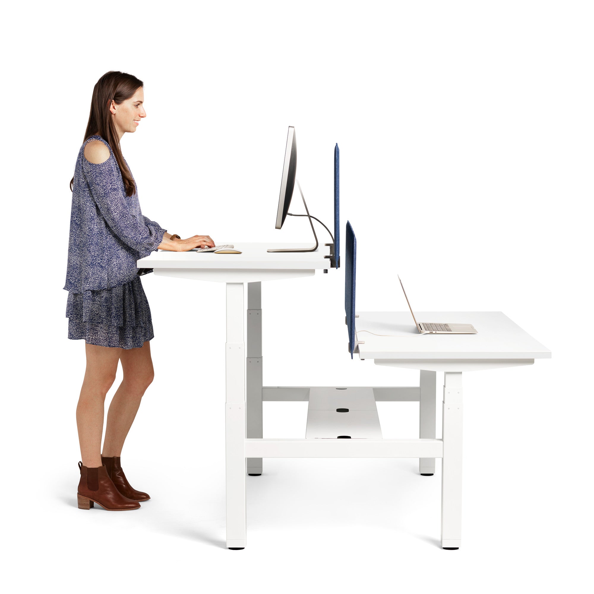 Adjustable Height Double Desk for 6 - Series L Ergonomic Office Workstation for Home & Office - Perfect for Shared Workspaces & Collaborative Environments