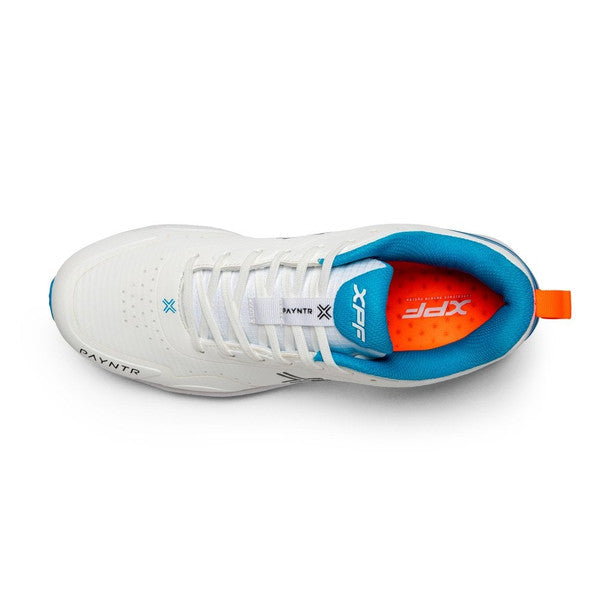 Payntr XPF 19 White & Blue Cricket Batting Spikes - Lightweight Performance Shoes for Professional Cricket Players - Perfect for Matches & Training Sessions