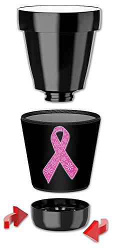 12-Oz Insulated Lowball Tumbler with Removable Wetsuit Cover - Pink Breast Cancer Awareness Cup - Perfect for Hot/Cold Drinks at Home, Office or Travel