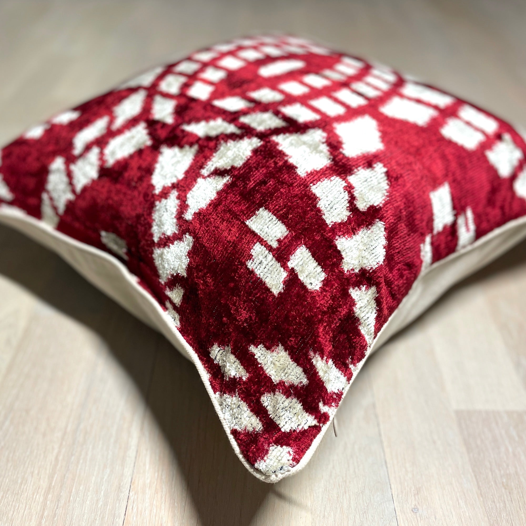 Luxury Velvet Ikat Cushion Cover - Bohemian Mosaic Pattern Decorative Pillow Case for Sofa, Bed, Living Room & Home Decor