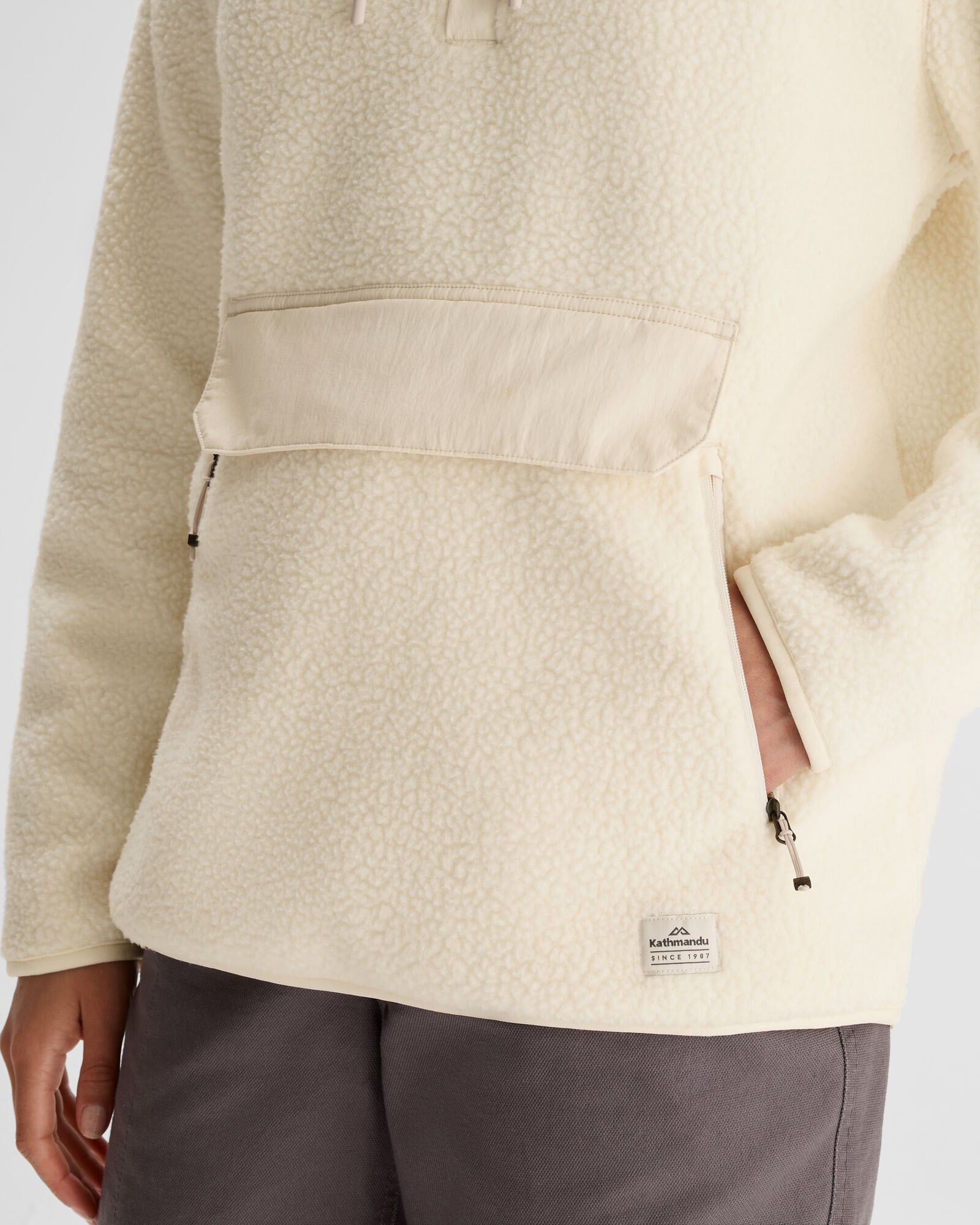 Co Z Women's High Pile Fleece Hooded Pullover Sweatshirt - Soft & Warm Natural Color for Casual Wear & Outdoor Activities
