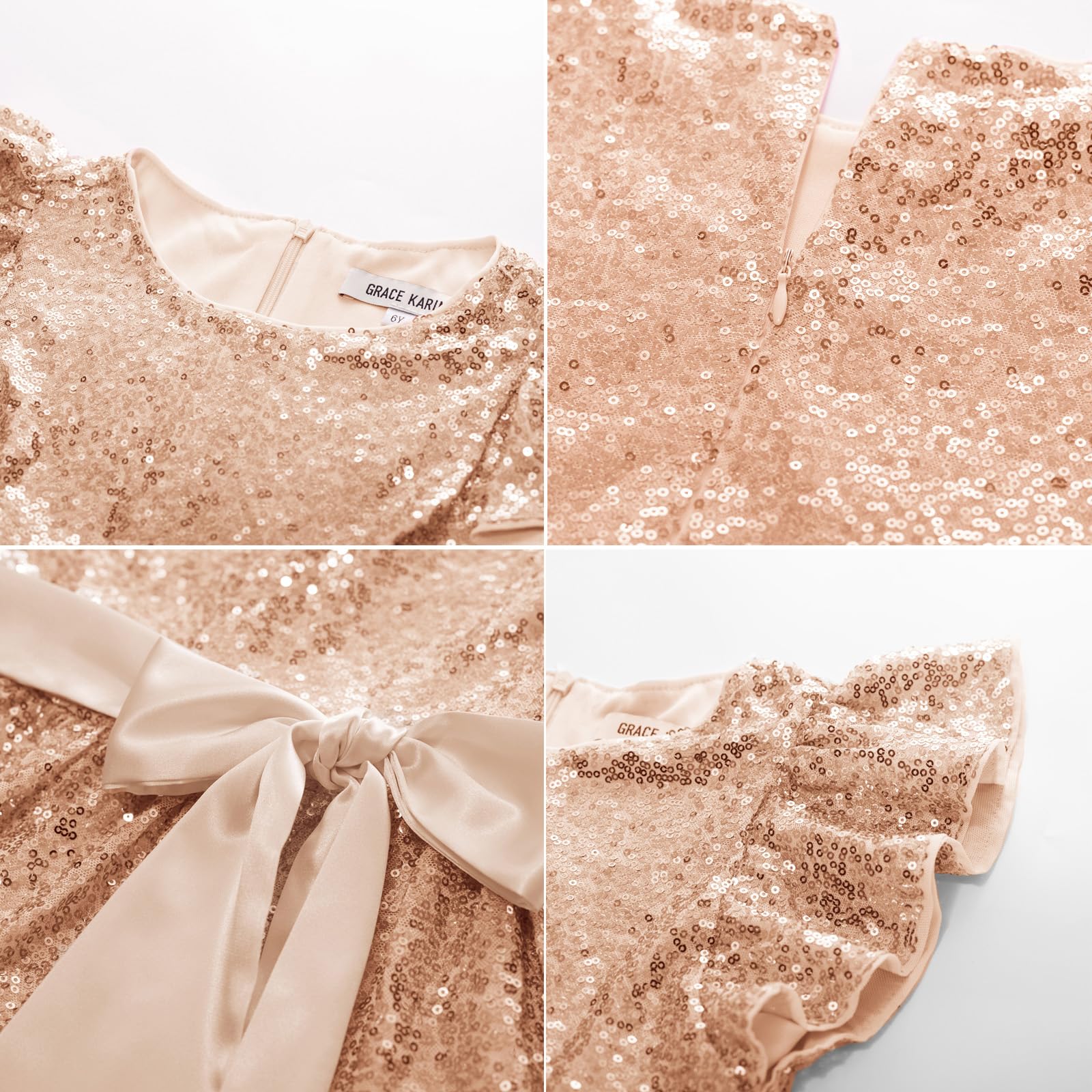 GRACE KARIN Girls Sequin Party Dress for Birthday, Prom, Formal Events - Elegant Ruffle Midi Dress for Ages 5-14 Years | Perfect for Special Occasions, Dance Recitals & Holiday Celebrations