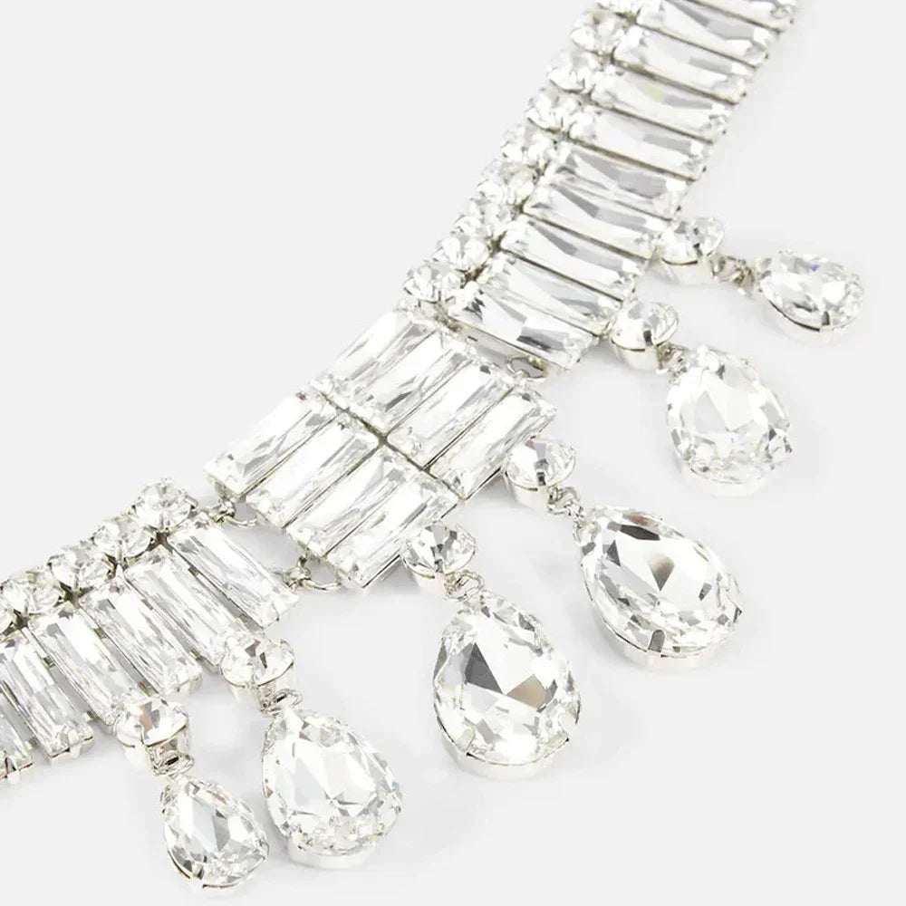 Exaggerated Large Crystal Choker Necklace - Luxury Water Drop Rhinestone Statement Collar for Women | Elegant Evening Wear & Special Occasion Jewelry