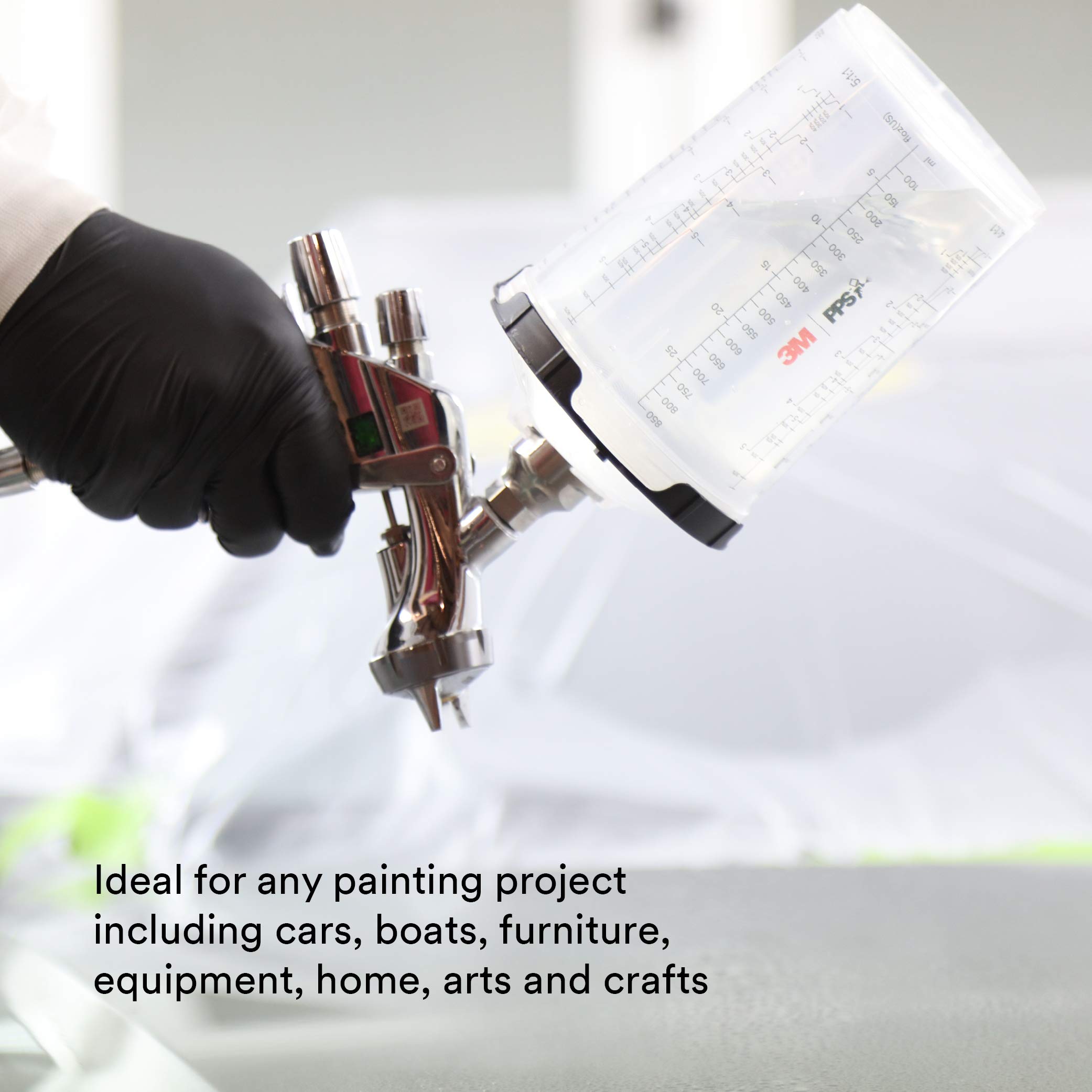 3M PPS 2.0 Spray Gun Cup System Kit - Large 28oz with 200-Micron Filter, Includes 1 Paint Cup, 50 Disposable Lids & Liners, 32 Sealing Plugs (26024) - Perfect for Automotive Painting, Furniture Refinishing & Home DIY Projects