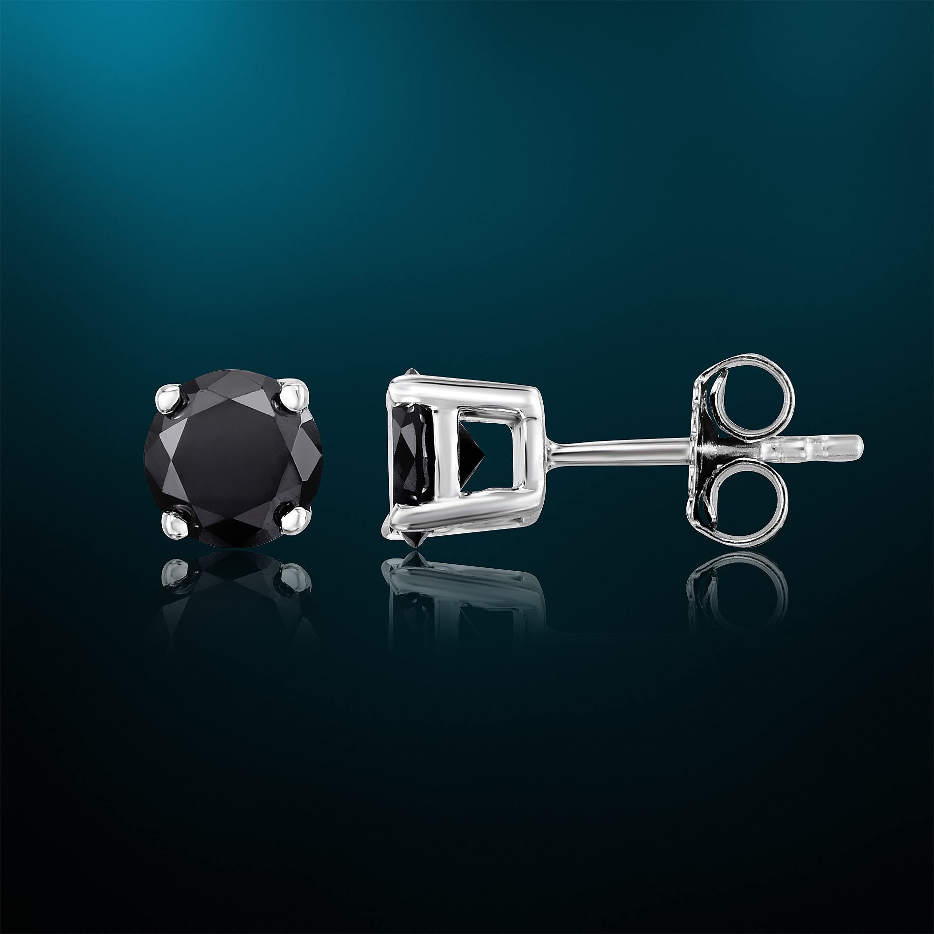 Natalia Drake Round Cut Black Diamond Stud 925 Sterling Silver Earrings for Men & Women - Elegant Jewelry for Everyday Wear, Date Nights & Special Occasions