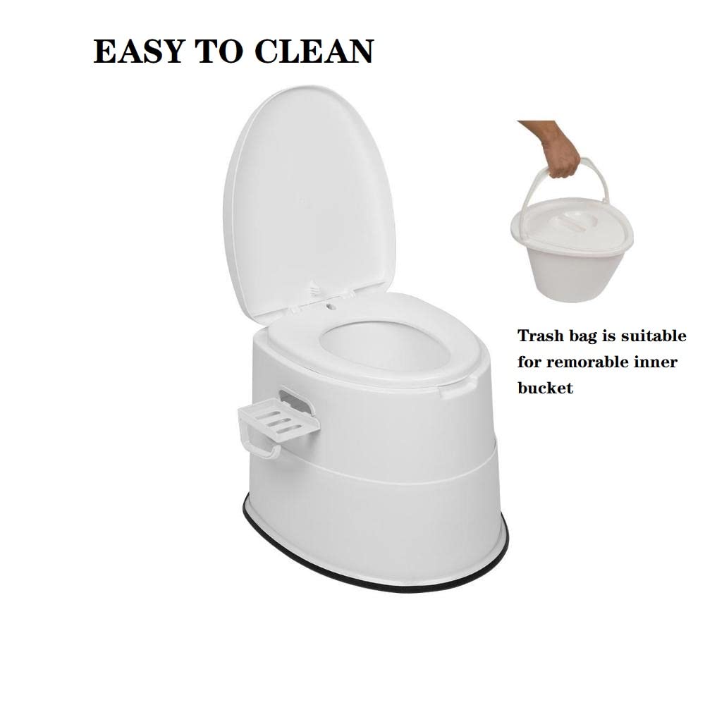 Portable Toilet for Camping & Travel - Lightweight Indoor Outdoor Commode with Detachable Inner Bucket & Removable Paper Holder - Perfect for RV, Boat, Emergency, Road Trips & Outdoor Adventures (White)