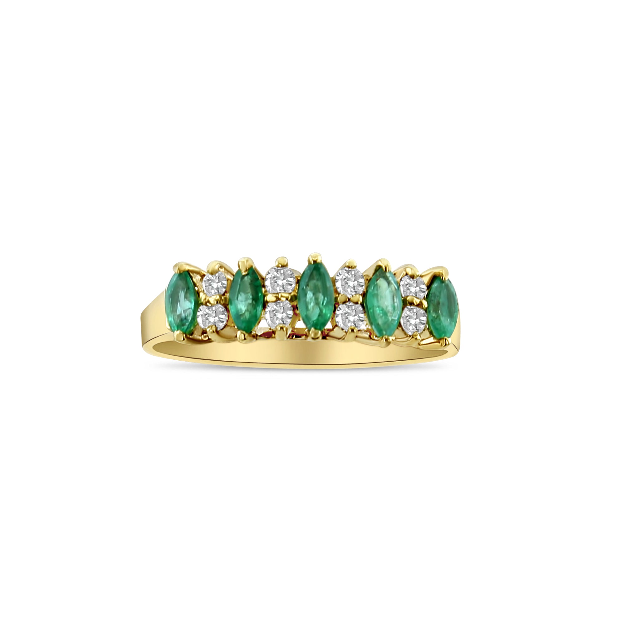 Exquisite Marquise Emerald and Diamond Wedding Band – Elegant Bridal Ring for Women, Perfect for Engagement, Anniversary, and Special Occasions