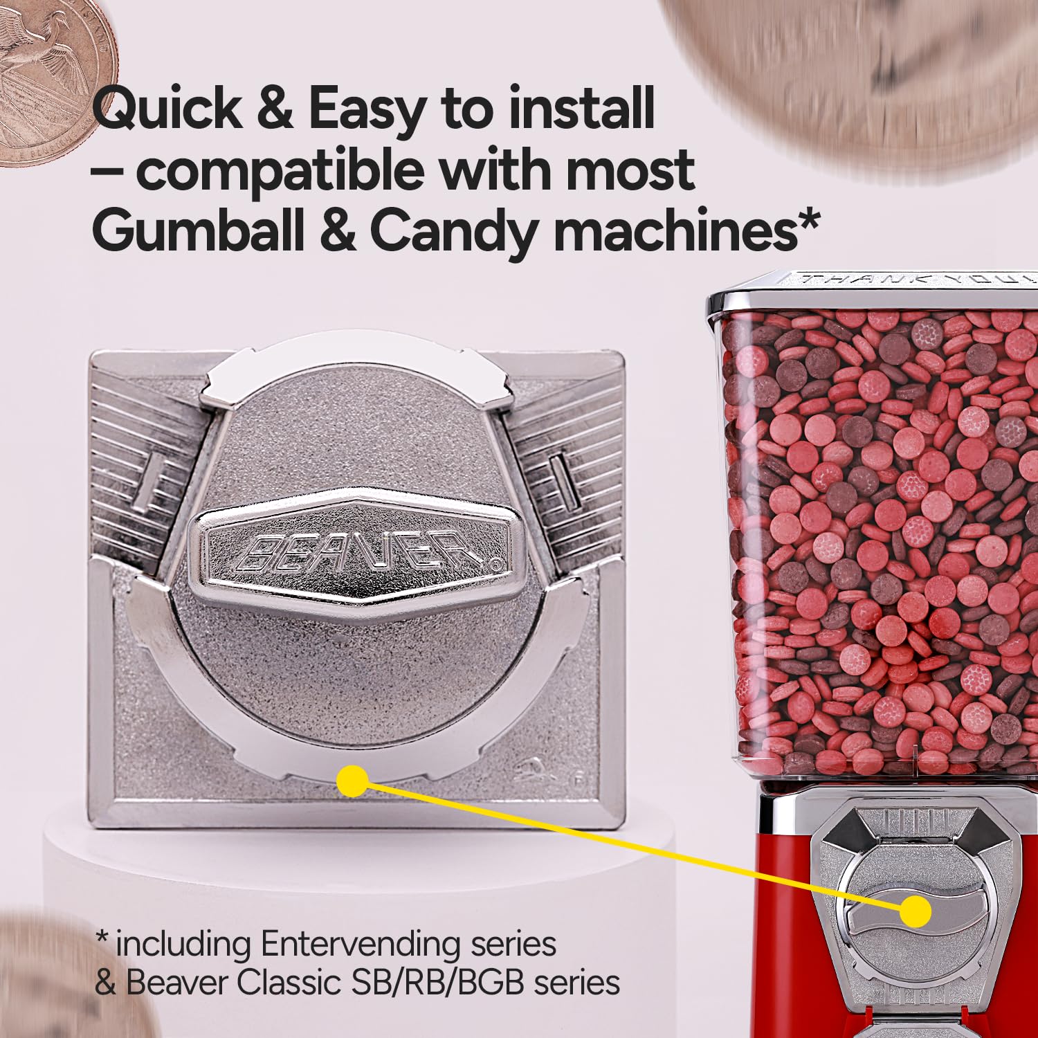Beaver Classic Gumball & Candy Vending Machine 50 Cent Coin Mechanism Replacement Part - Durable Bulk Vending Repair Component for Arcades, Stores & Home Use