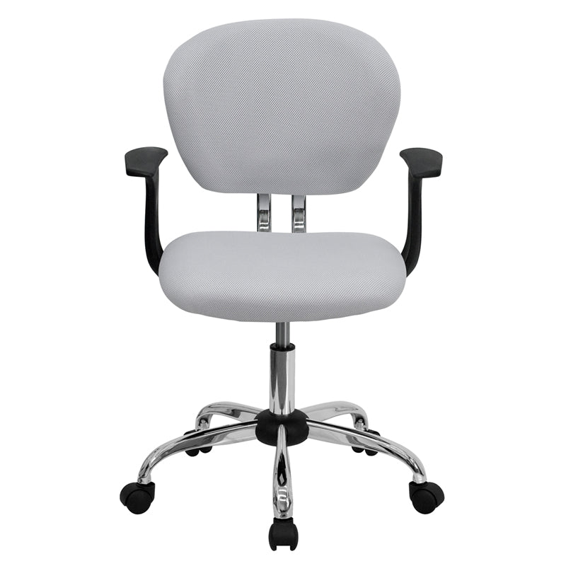 FLASH Beverly Mid Back Black Mesh Office Chair with Padded Seat, Swivel & Adjustable Height, Chrome Base & Arms - Ergonomic Desk Chair for Home & Office Workspace