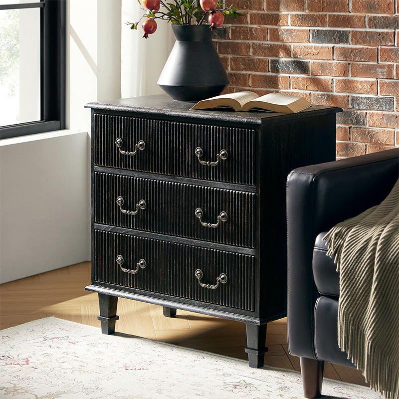 Rustic 3-Drawer Nightstand with USB Charging Station - Solid Wood Bedside Table for Bedroom, Living Room & Guest Room | Galatea Optional Types