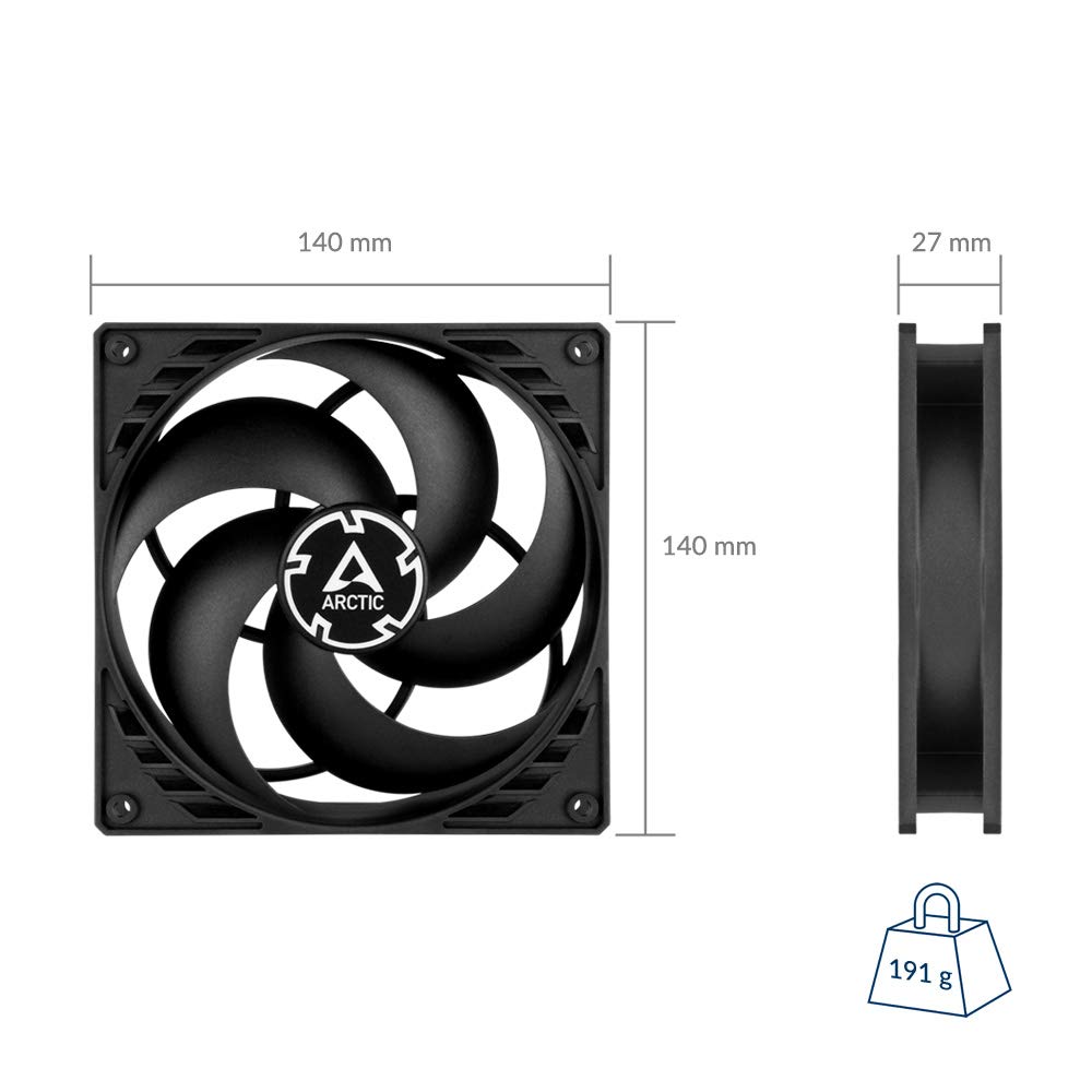 ARCTIC P14 (5 Pack) - 140mm High-Performance PC Case Fans, Pressure-Optimized for Cooling, Ultra-Quiet 1700 RPM PWM Motor - Black - Perfect for Gaming PCs, Workstations, and Server Cooling Systems