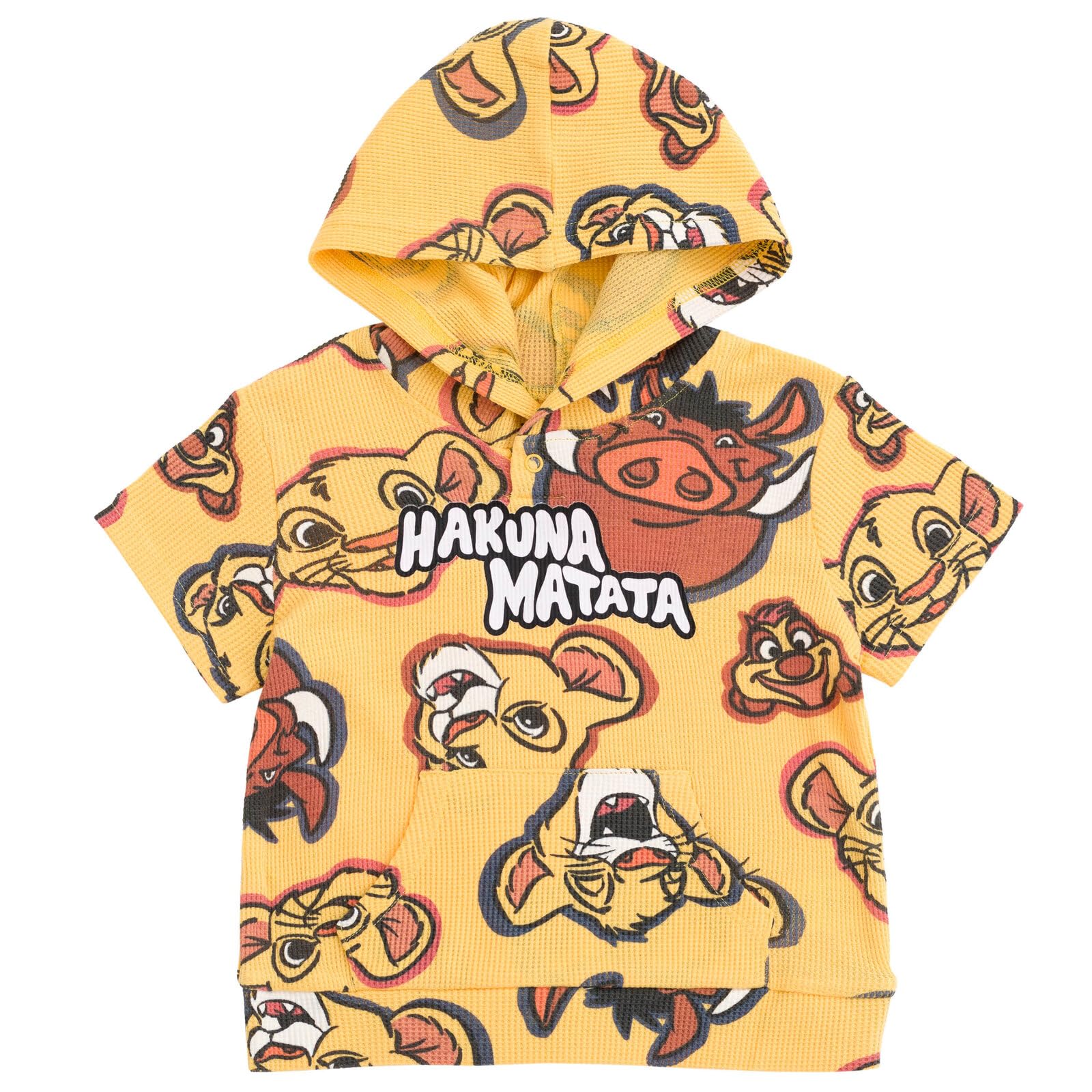 Disney Lion King Mickey Mouse Waffle Knit Pullover Hoodie and Shorts Set for Newborn to Toddler - Cozy Winter Outfit for Baby Boys & Girls