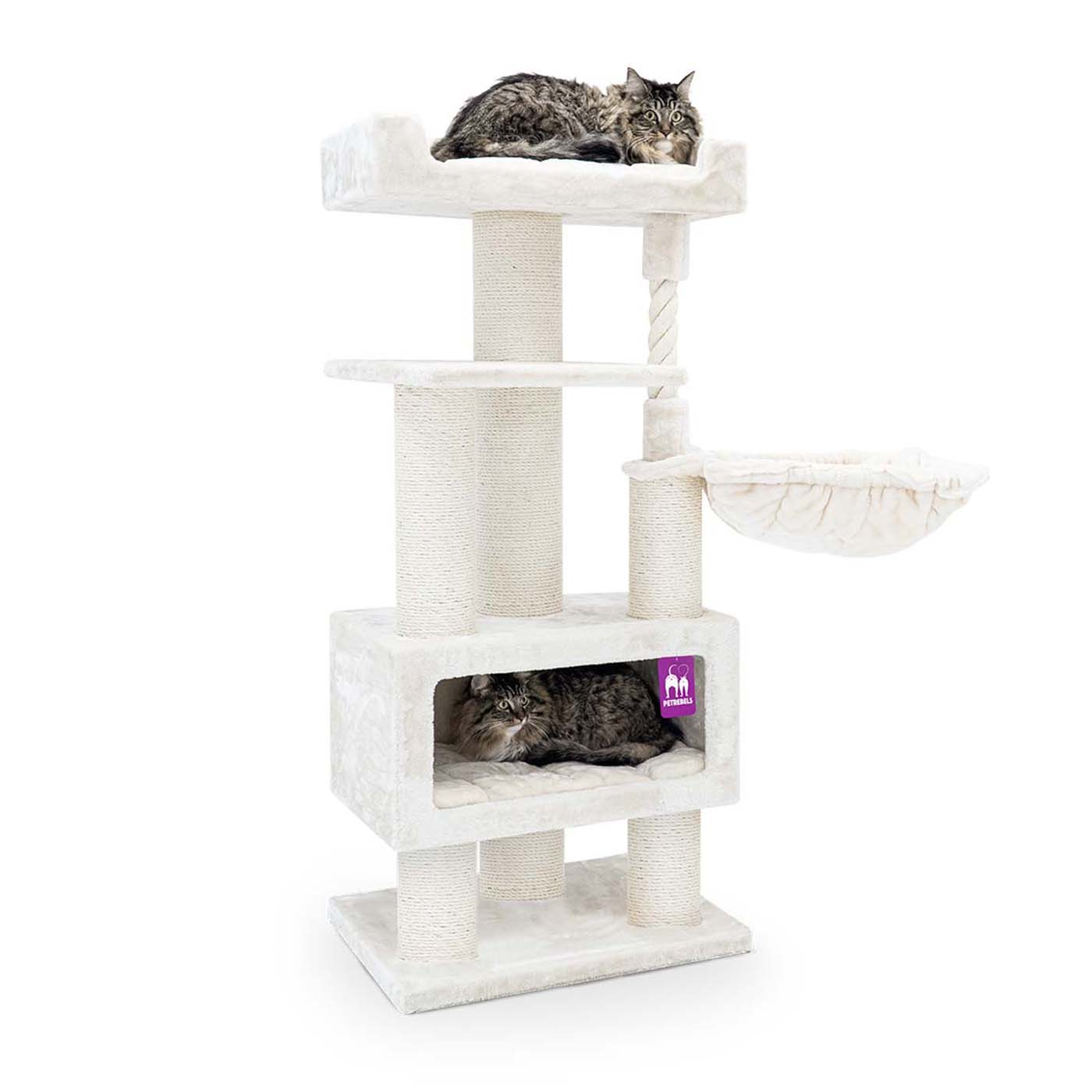 Lucky Rebels Parklane 51.6 Inch Cat Tree with Scratching Posts & Perches - Multi-Level Cat Condo for Indoor Cats, Play & Nap - Perfect for Small Spaces & Apartments