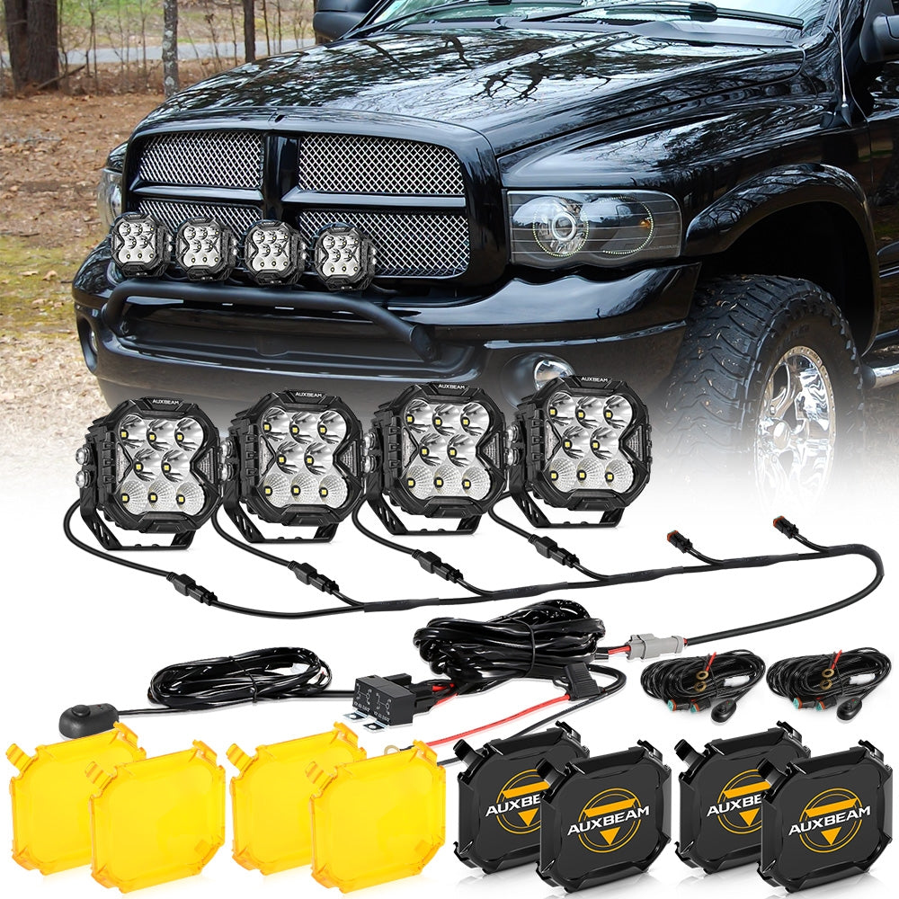 CUBE Z Series 4 Inch LED Pod Lights - White DRL & Amber Turn Signal Off-Road Lighting for Trucks, ATVs, UTVs - Perfect for Night Off-Roading, Camping & Emergency Vehicles