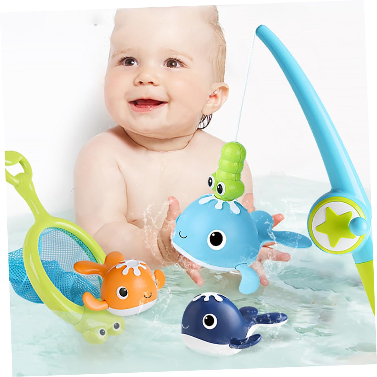 NESTINGHO Floating Whale Bath Toy Set - ABS Plastic Bathtub Toys for Kids, Fun & Safe Bath Time Play - Perfect for Toddlers, Infants, and Sensory Water Play Activities