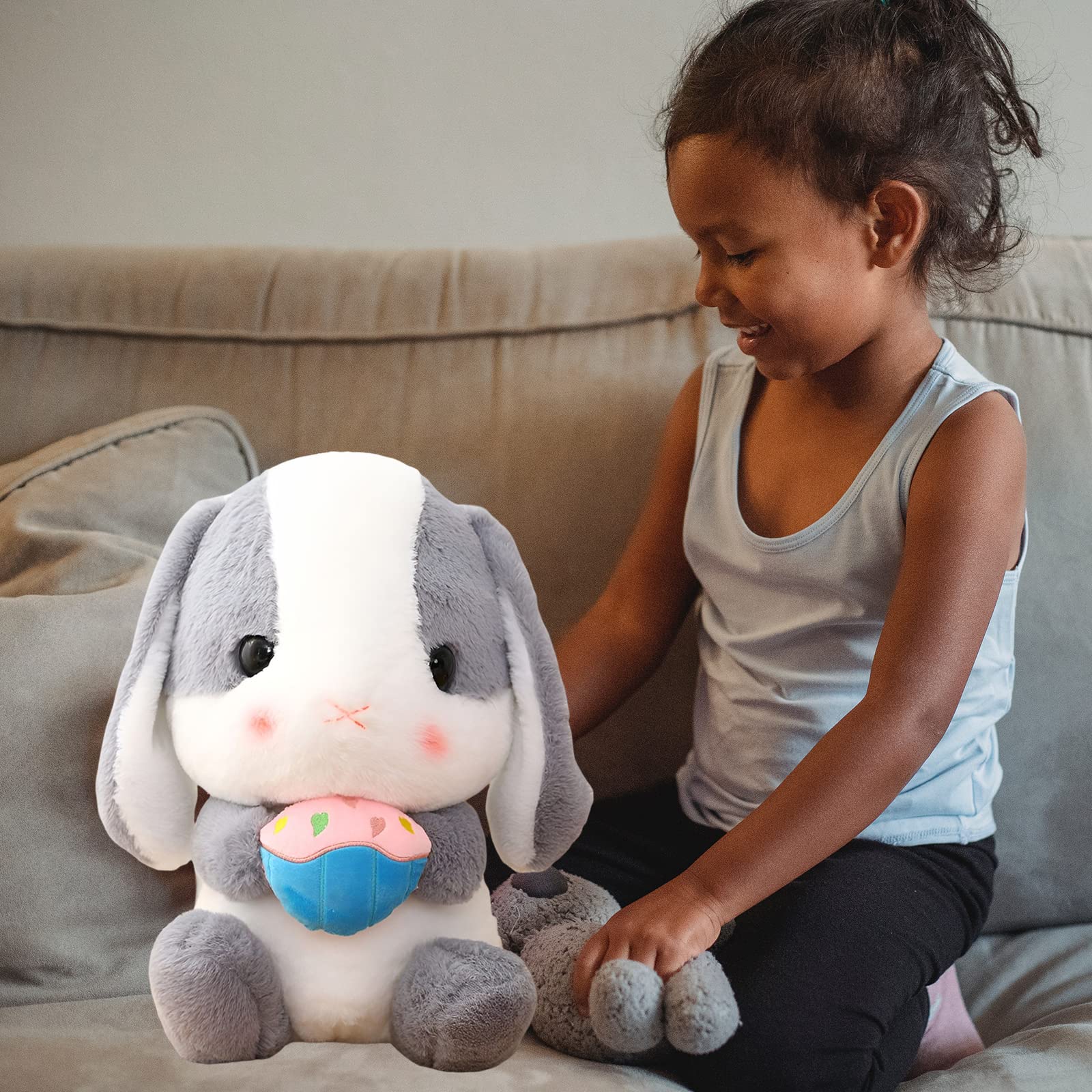 HOUPU Realistic Sitting Lop Eared Rabbit Plush Toy - 29.5