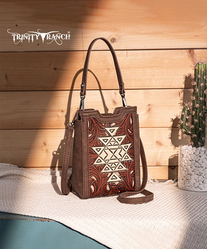 Trinity Ranch Floral Tooled Leather Mini Crossbody Bag for Women | Stylish Boho Purse for Everyday Use, Travel & Date Night